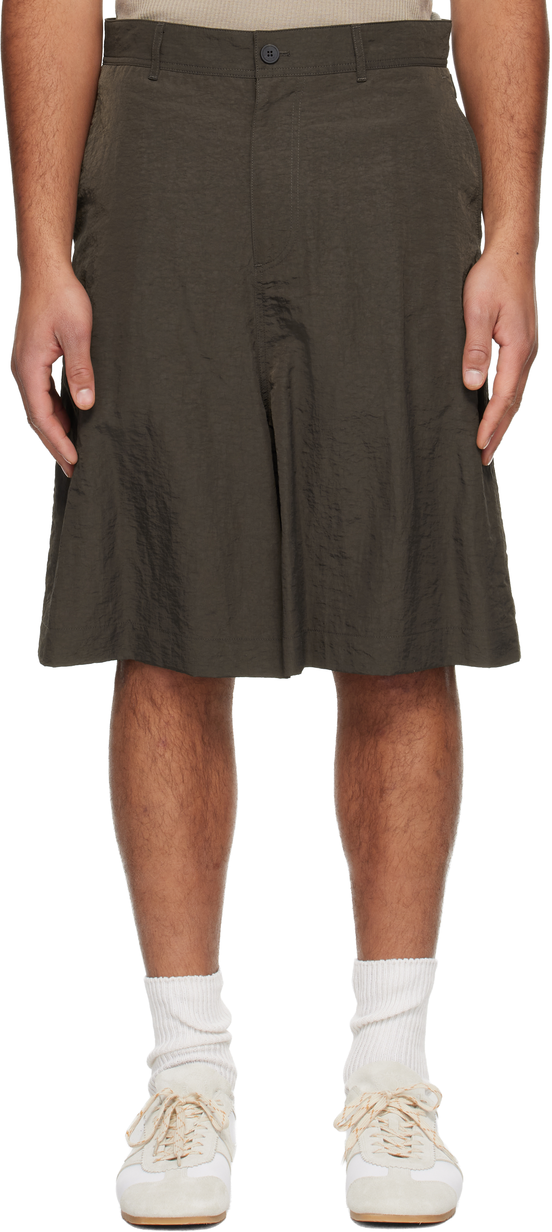 Le17septembre Brown Adjustable Bermuda Shorts In Green