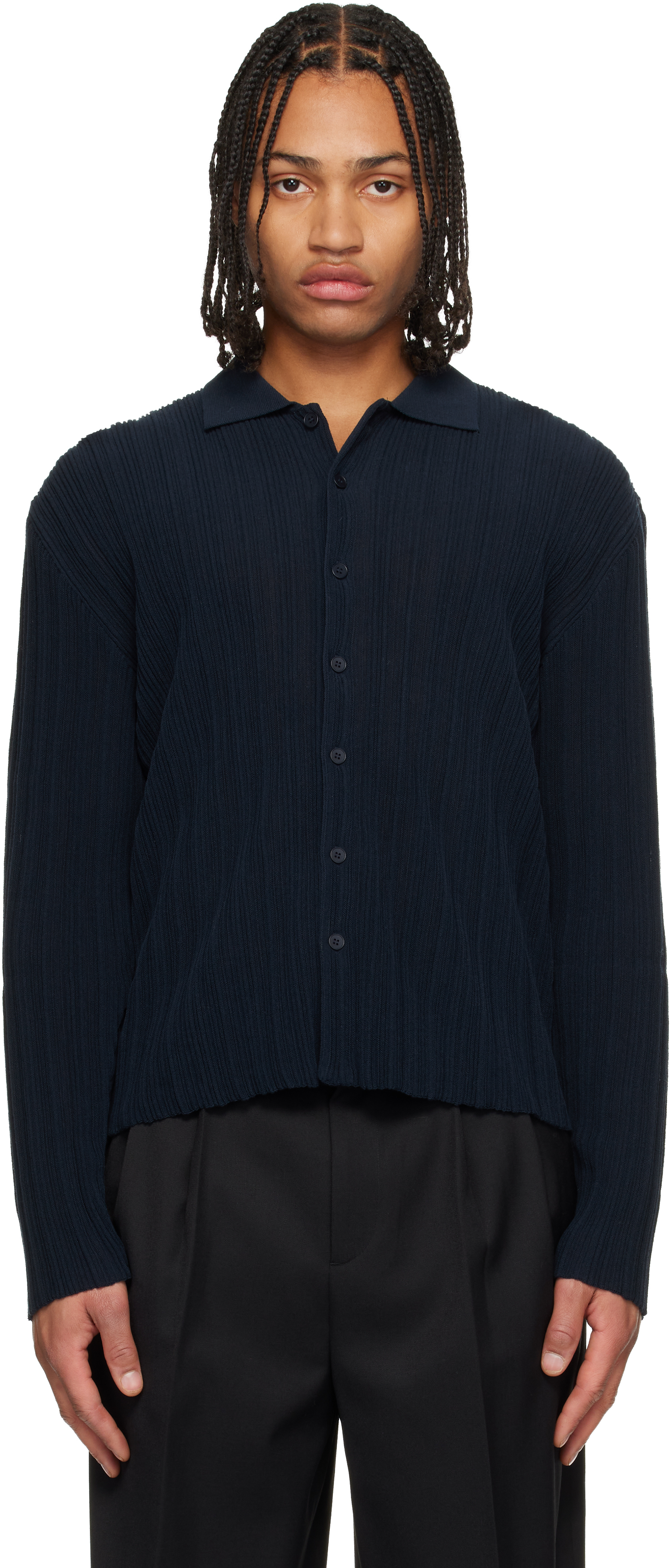 LE17SEPTEMBRE: Navy Ribbed Cardigan | SSENSE