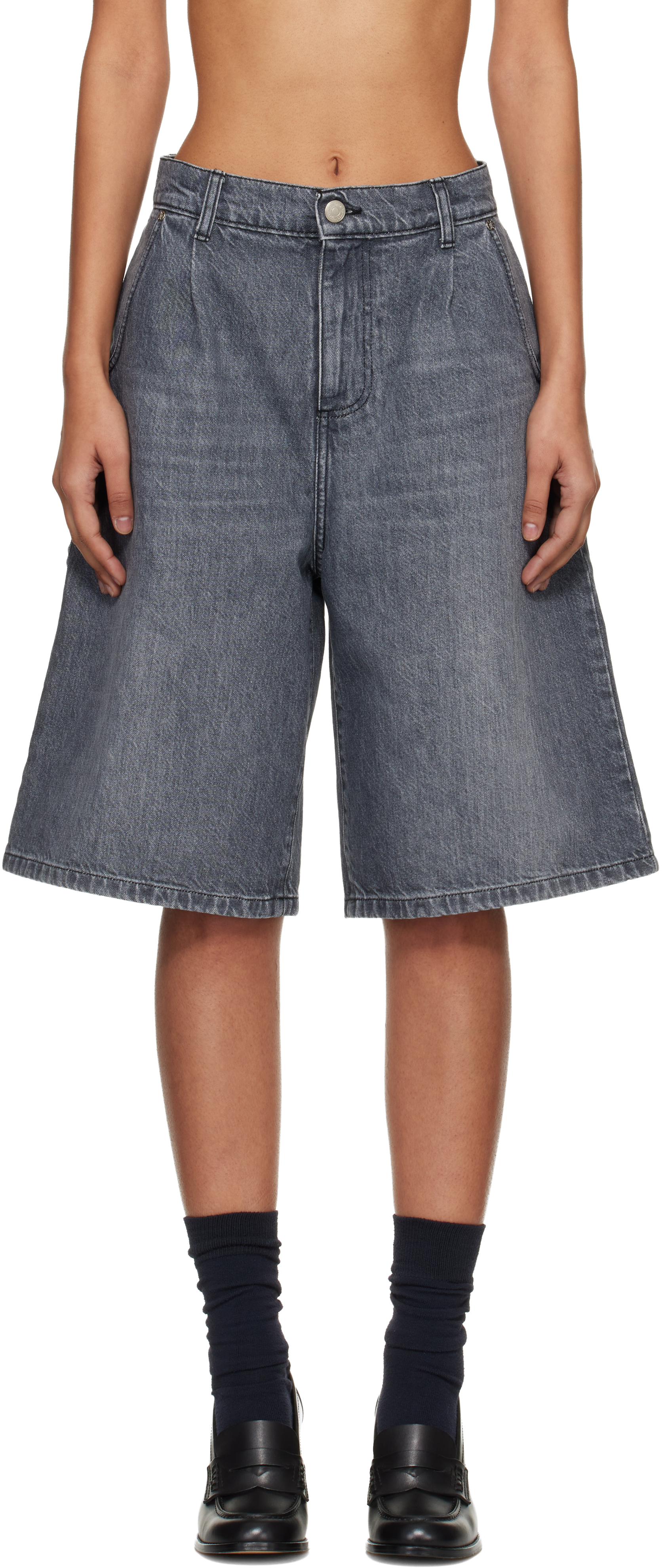 mfpen Gray Rivet Denim Shorts