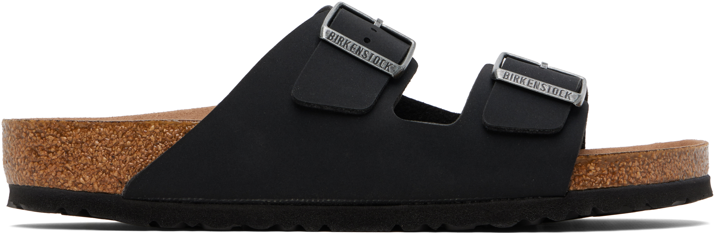 Birkenstock: Black Regular Arizona Vegan Sandals | SSENSE