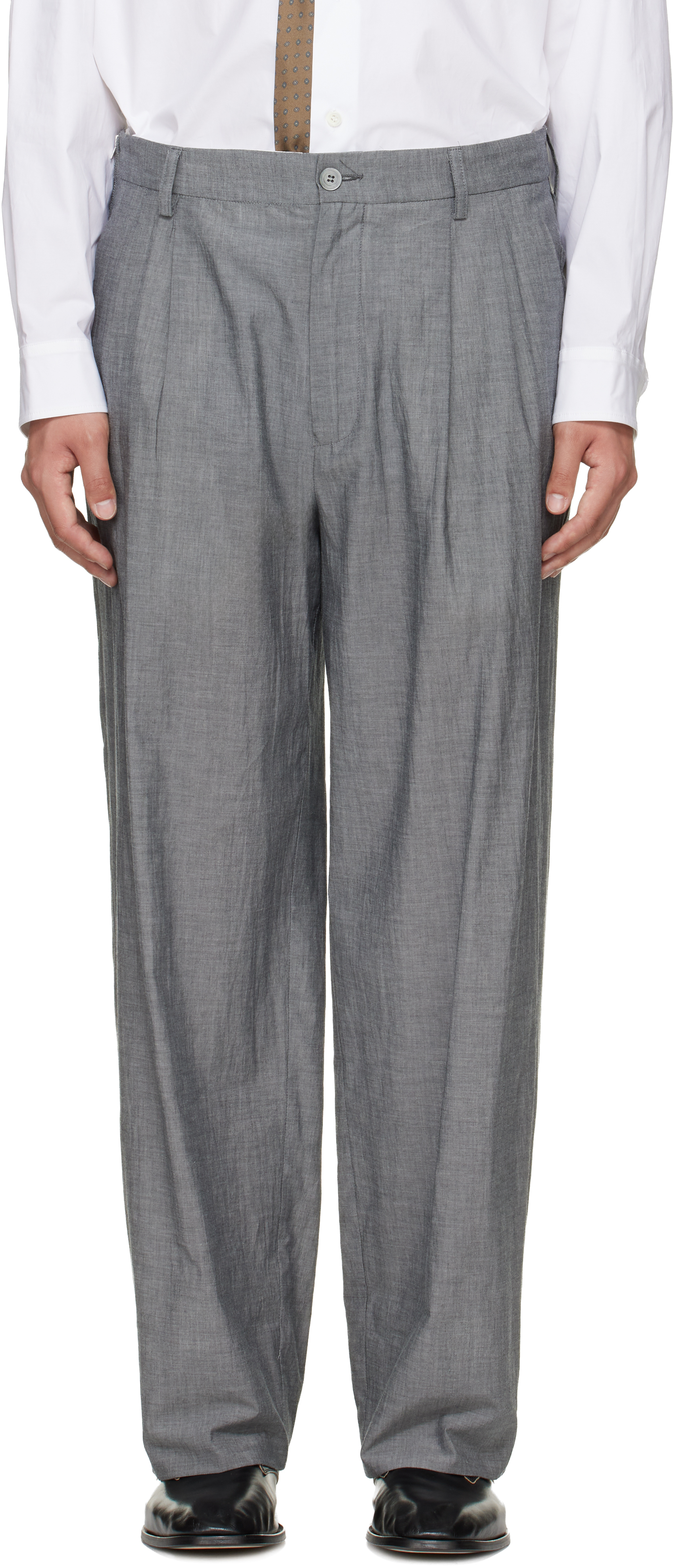 Gray Zipped Double Pleats Trousers by Magliano on Sale