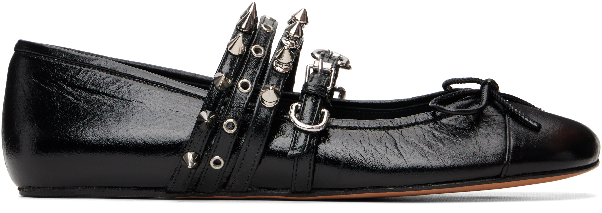 ABRA Black Spike Ballerina Flats