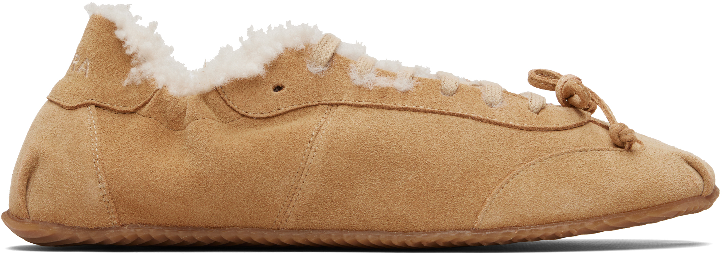 ABRA Tan Shearling Ballerina Sneakers