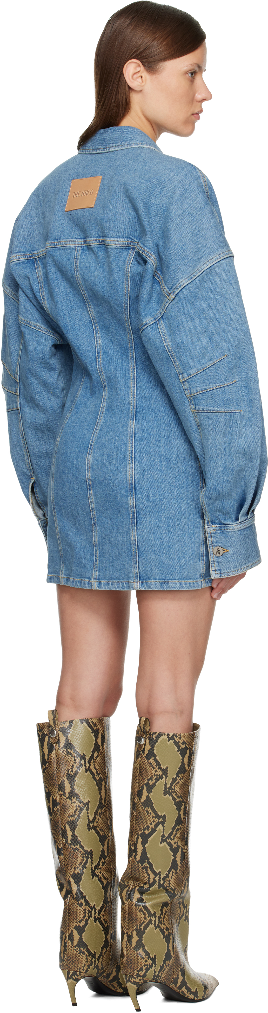 Attico Blue Washed Denim Minidress