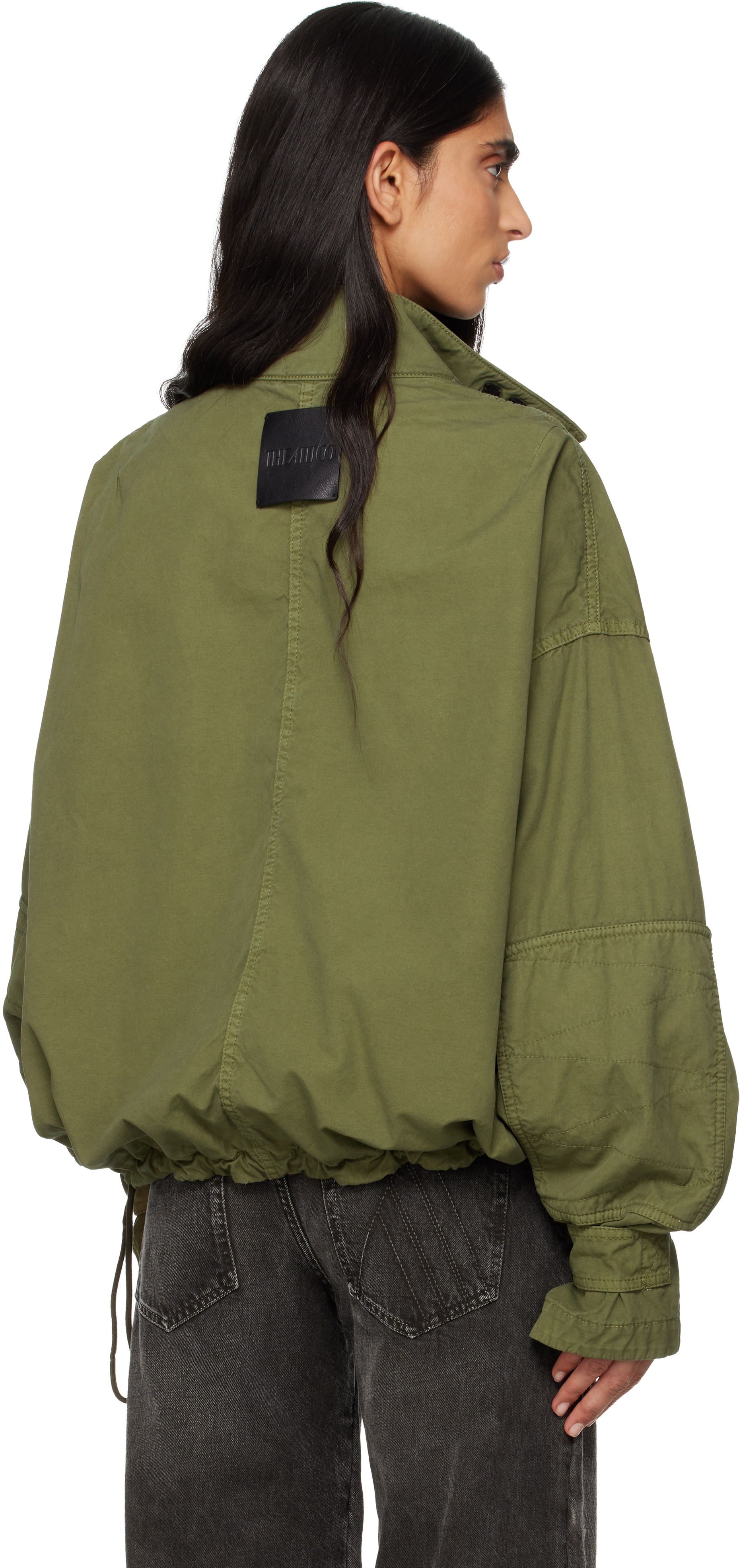 Attico Green Overdyed Bomber Jacket In Green