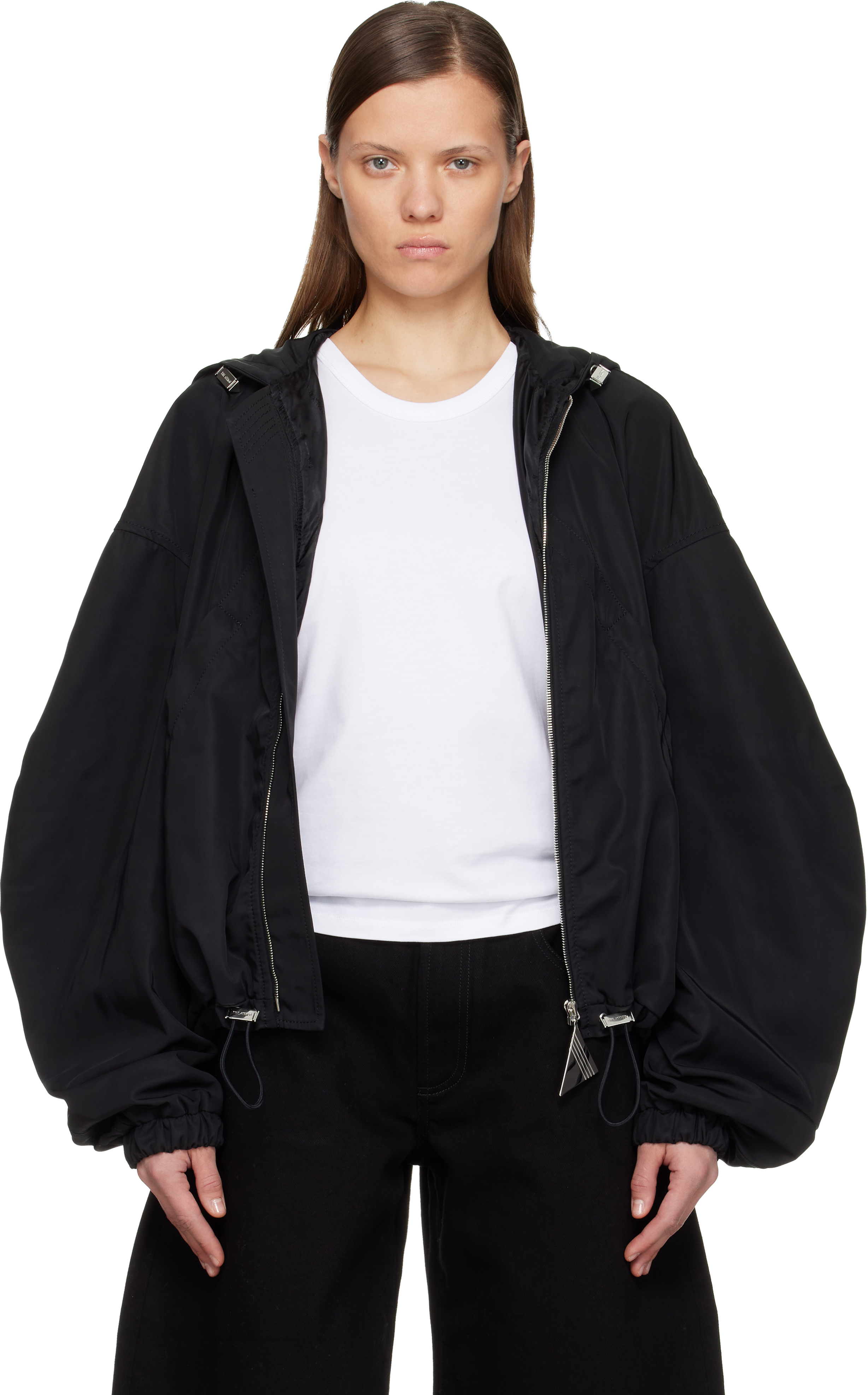 Attico Black Bomber Jacket In Black