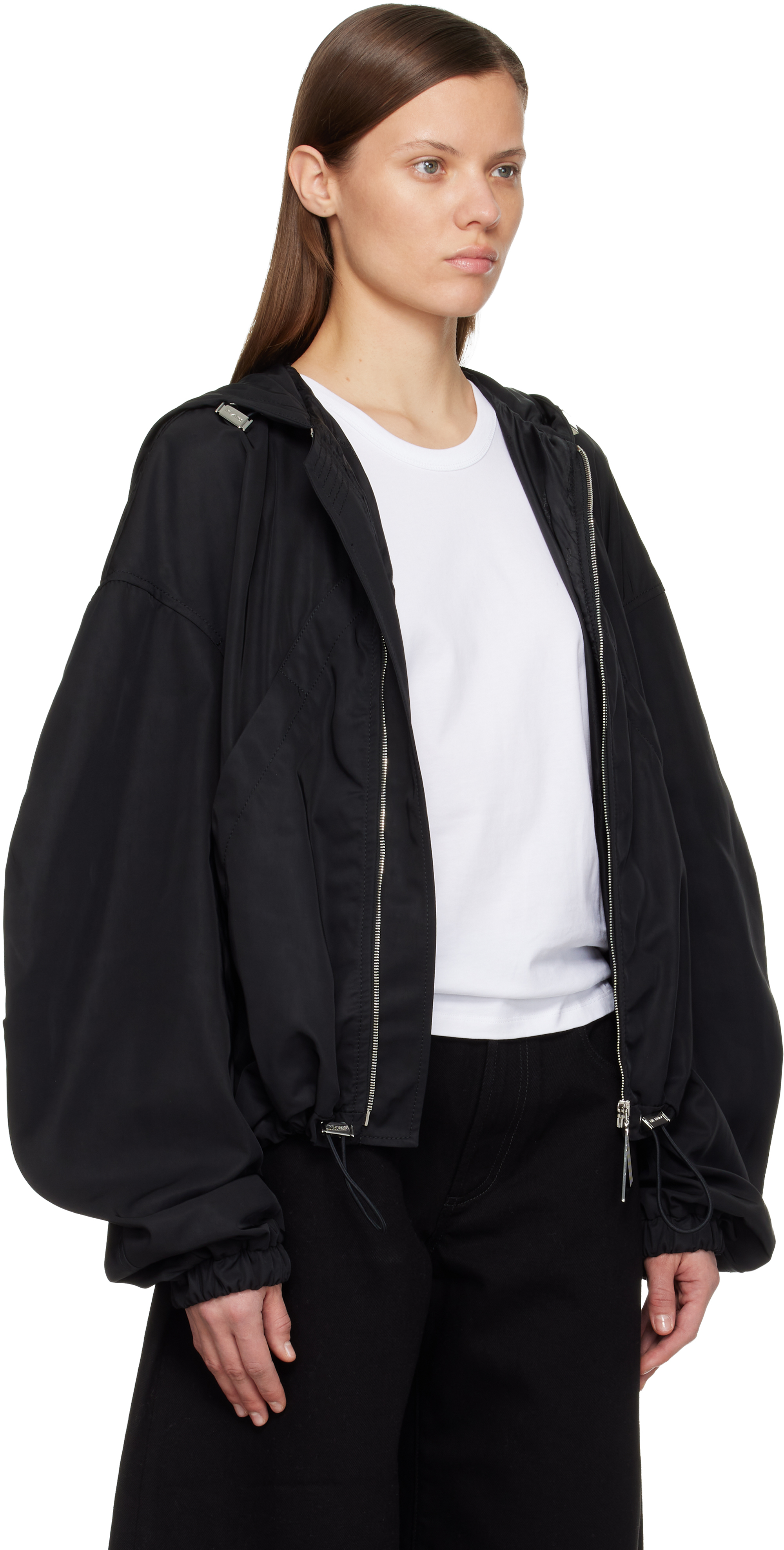 Attico Black Bomber Jacket In Black