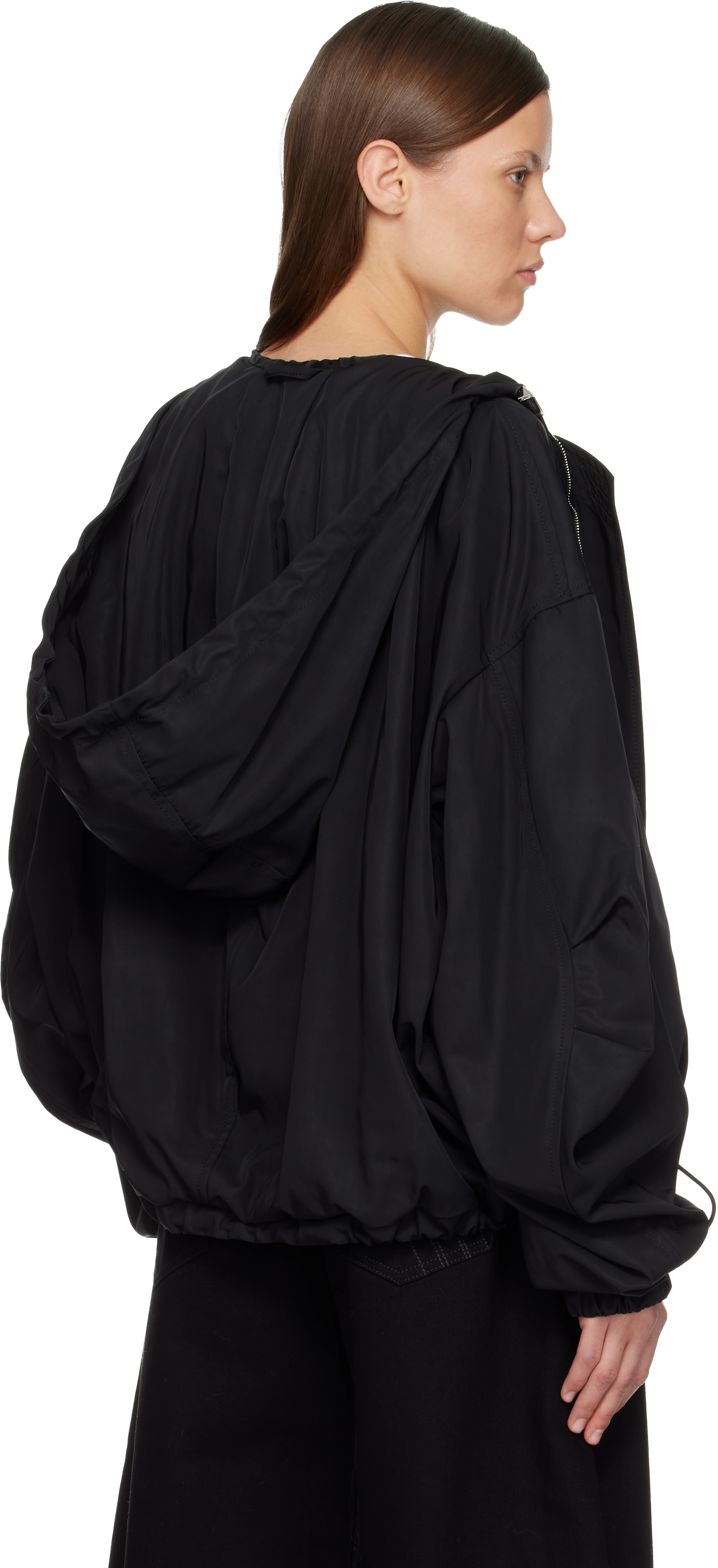 Attico Black Bomber Jacket In Black