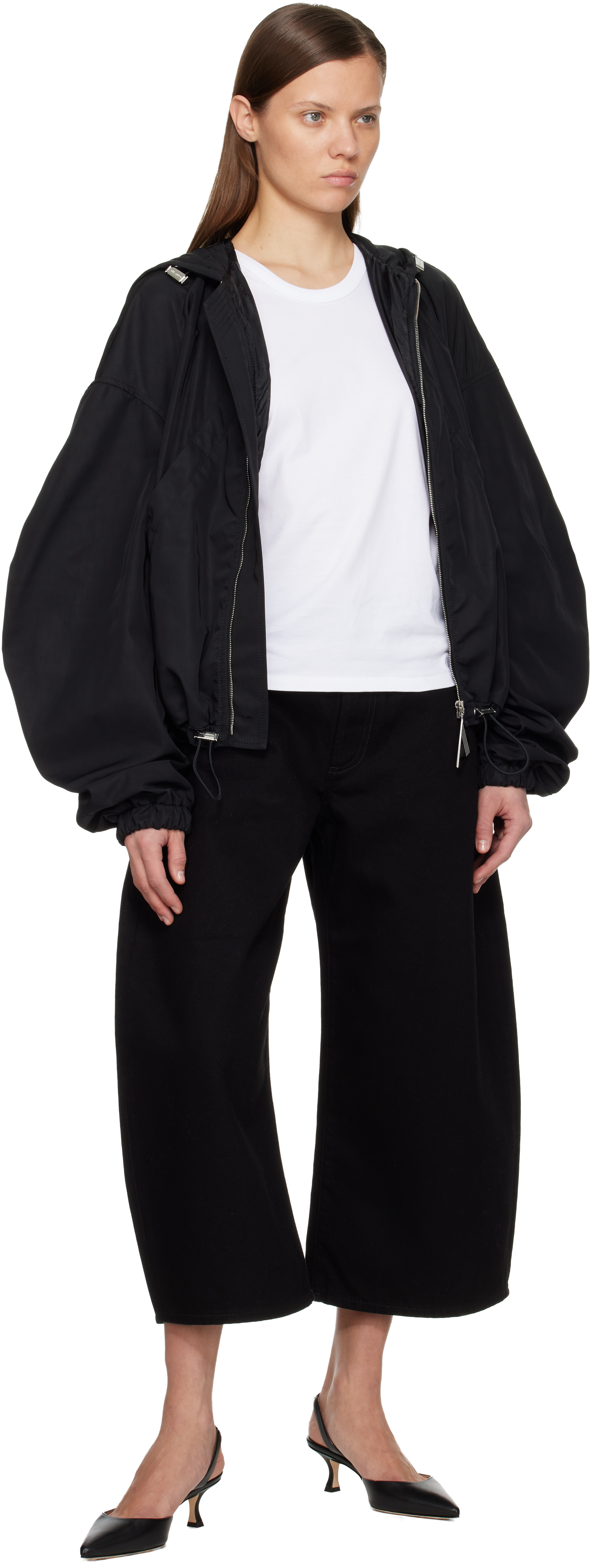 Attico Black Bomber Jacket In Black
