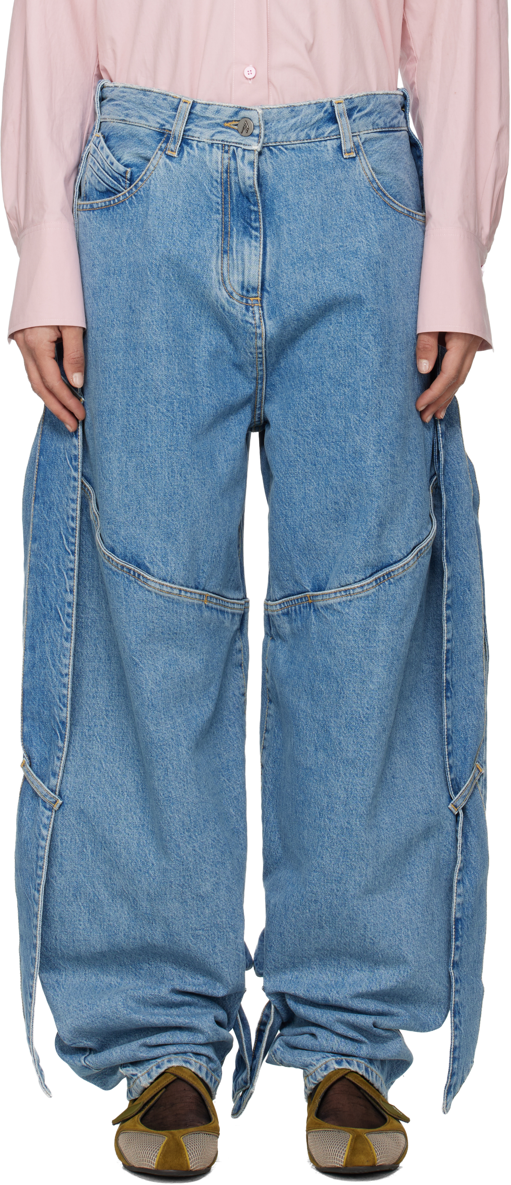 Attico Blue Long Jeans In Multi