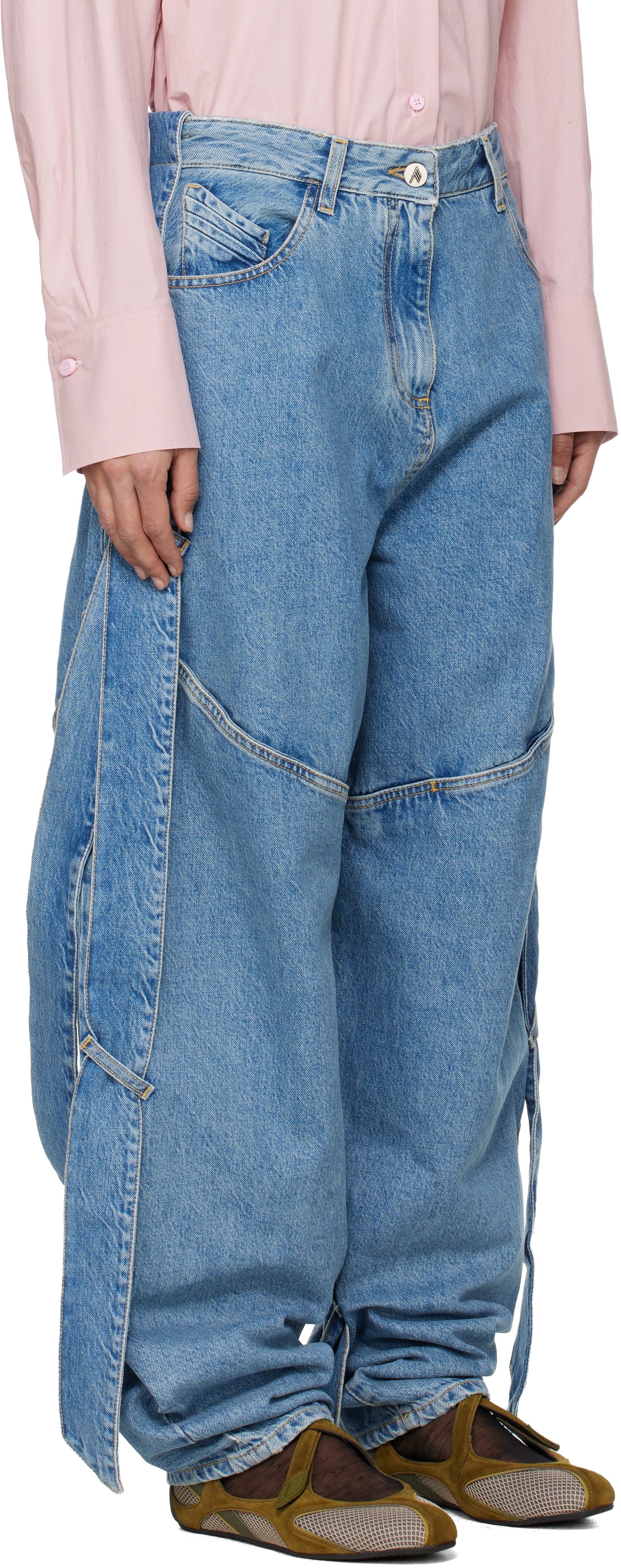 Attico Blue Long Jeans In Multi