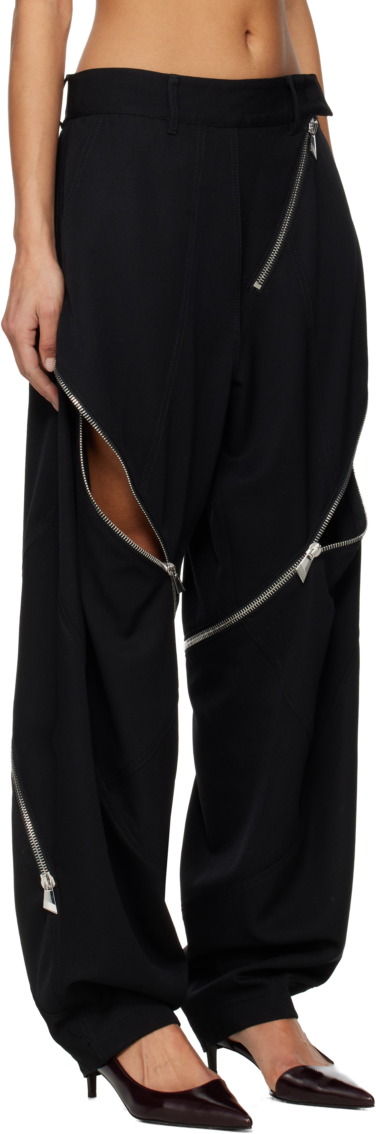 Attico Black Long Trousers In Black