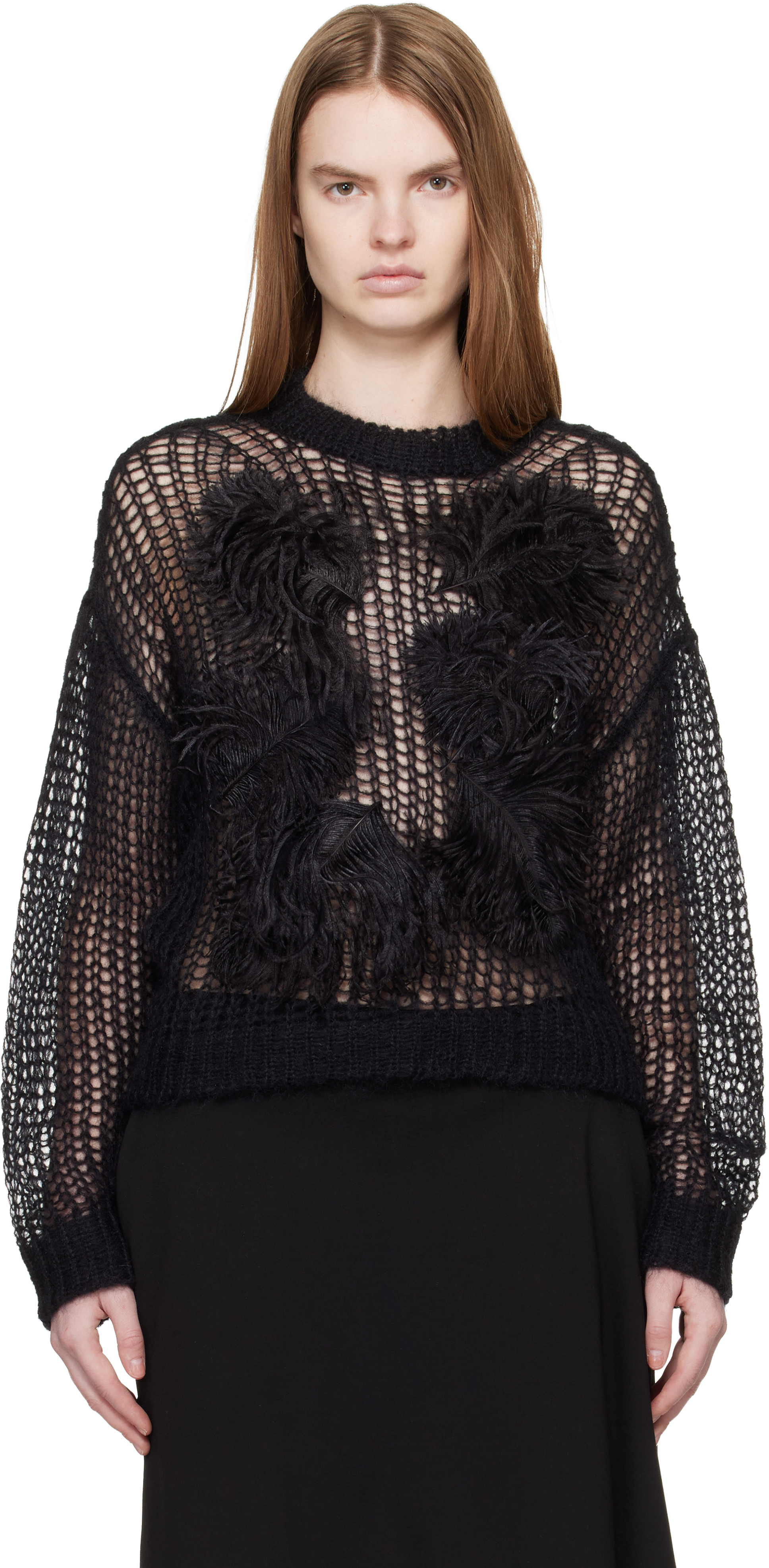 K*o様 BODHI Feather Mohair Sweater 2023AW Black Light Mohair Feather Sweater by The Attico on Sale