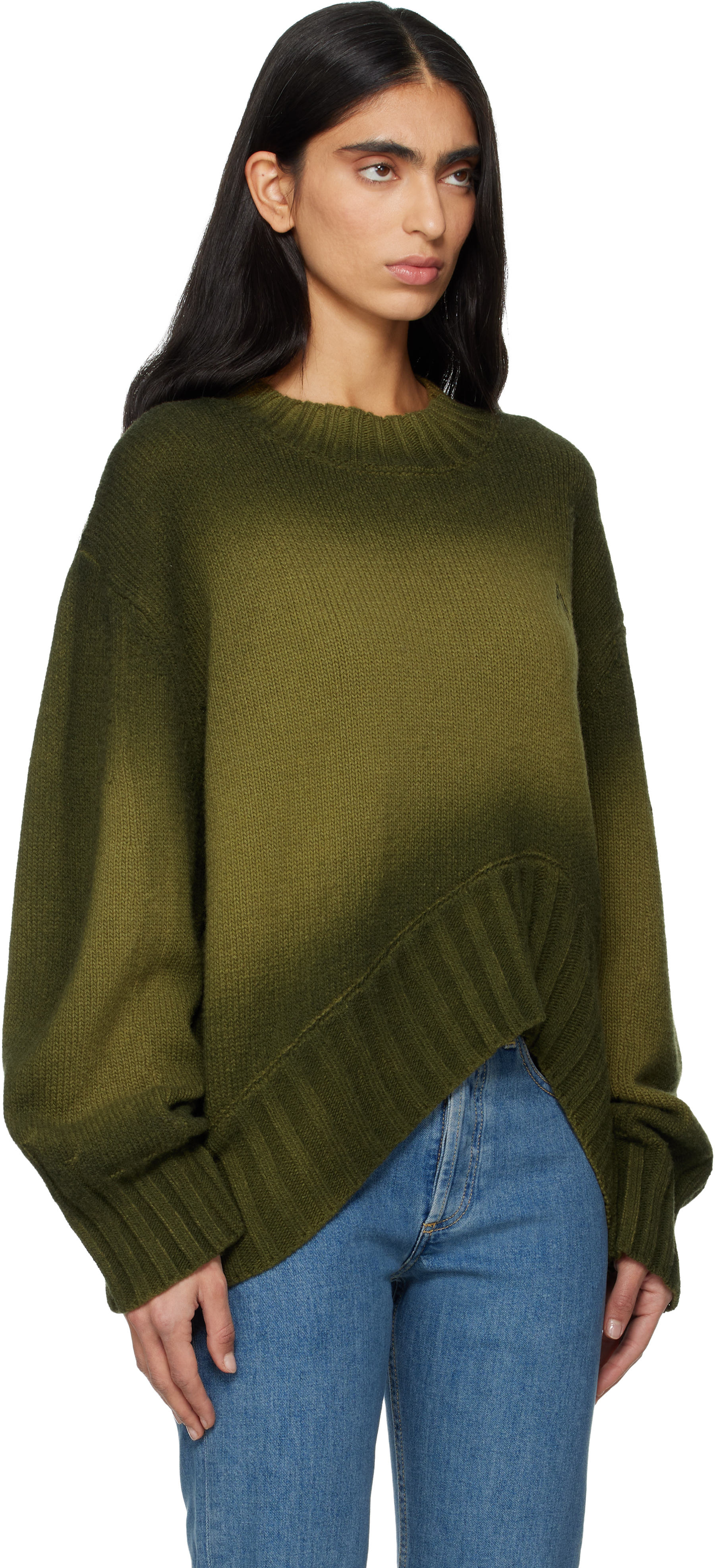Attico Green Sprayed Wool Cashmere Sweater In Green