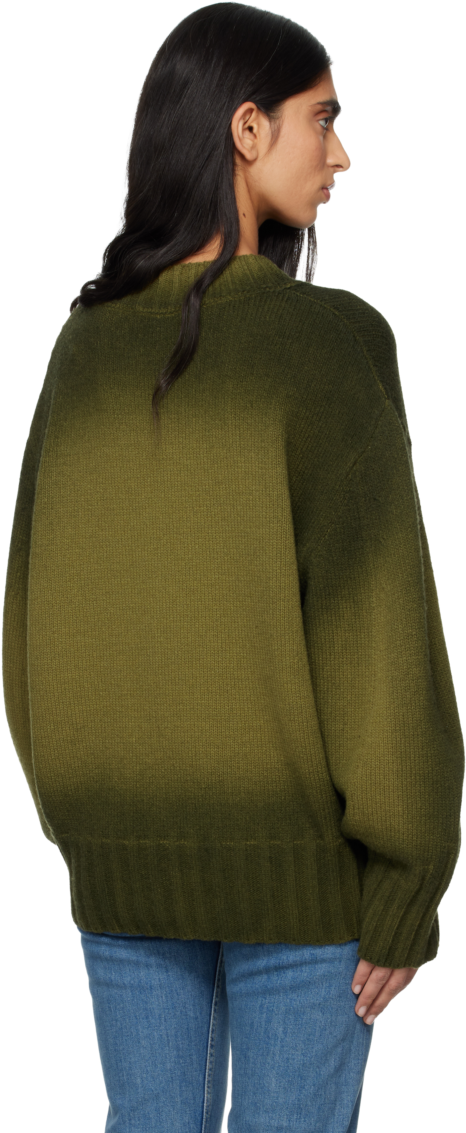 Attico Green Sprayed Wool Cashmere Sweater In Green