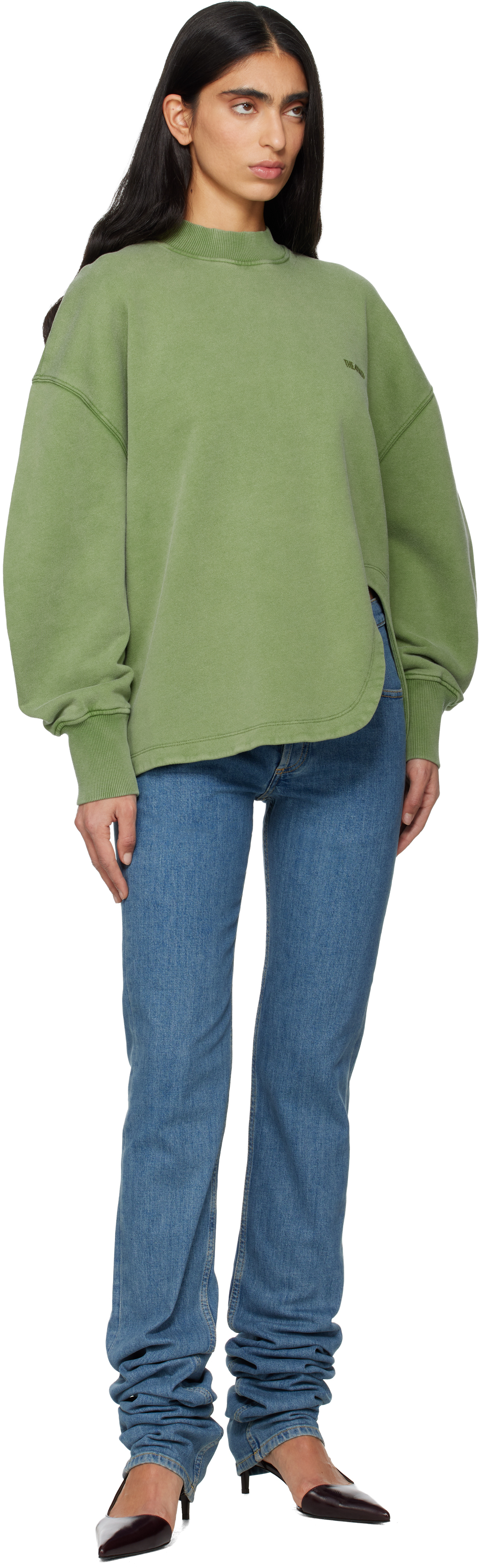 Attico Green American Fleece Sweatshirt In Green