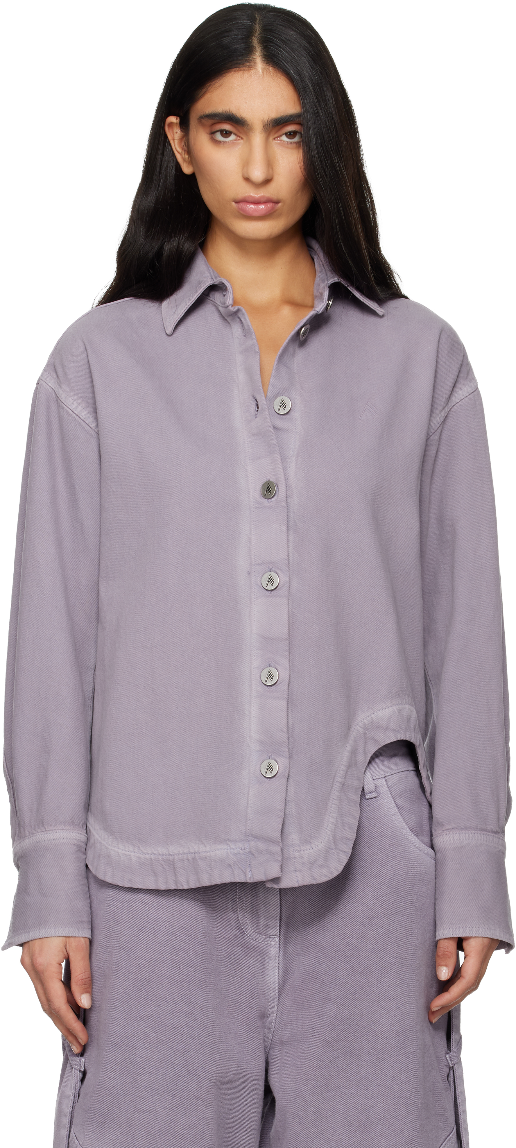 Attico Purple Eliza Denim Shirt
