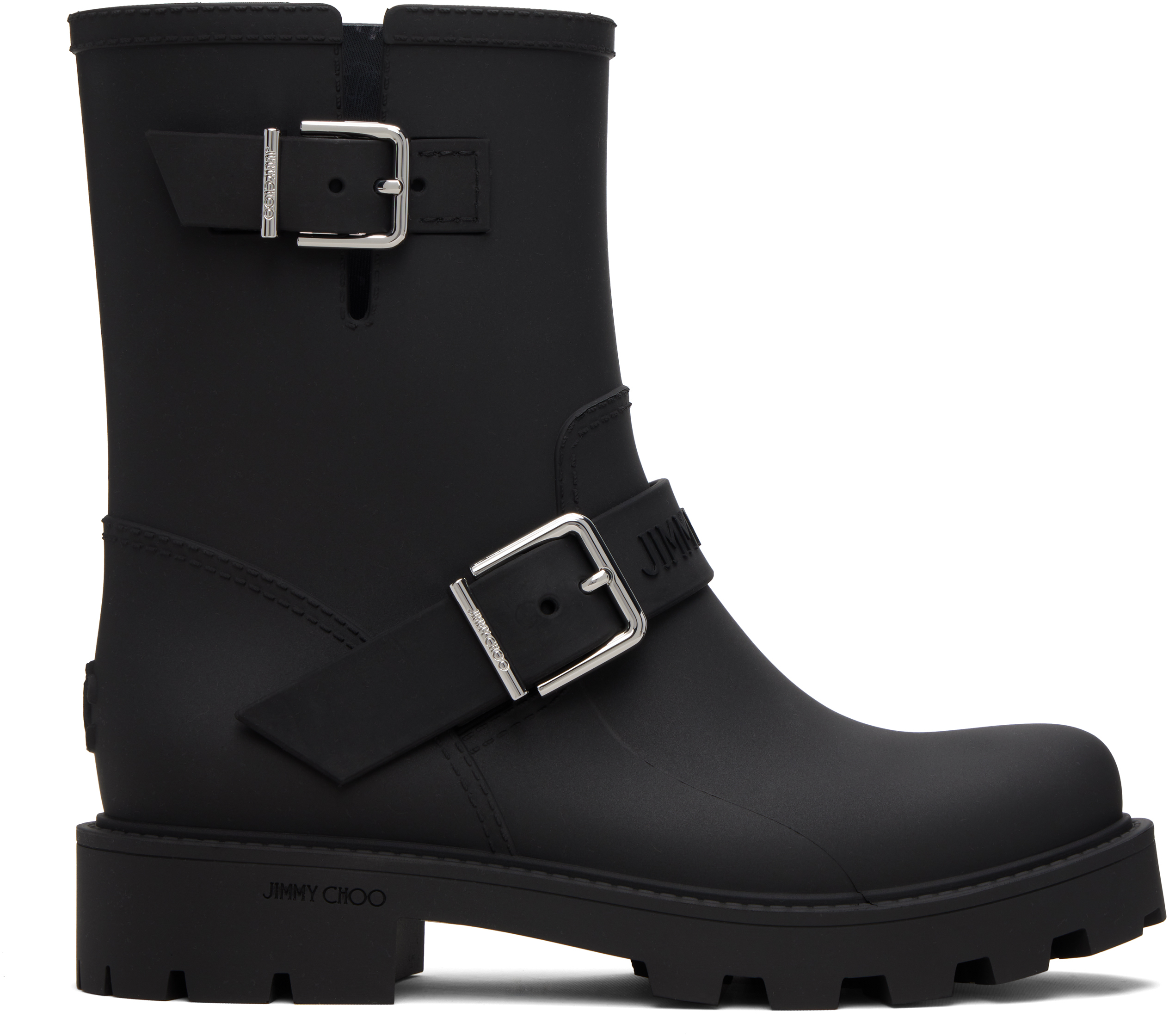 Jimmy Choo: Black Biker Rain Boots | SSENSE