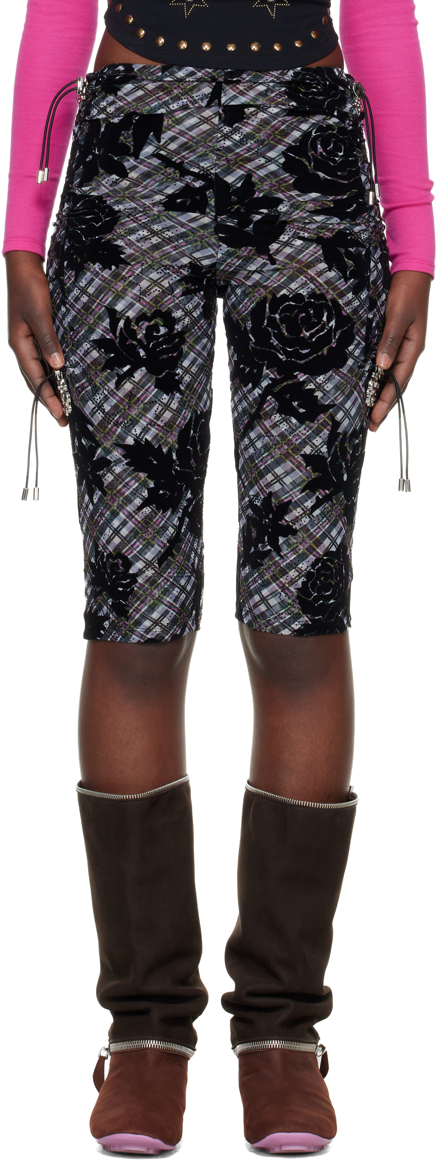 chopova lowena バイカーパンツ　ショートパンツ Black Jackie Mesh Shorts by Chopova Lowena on Sale