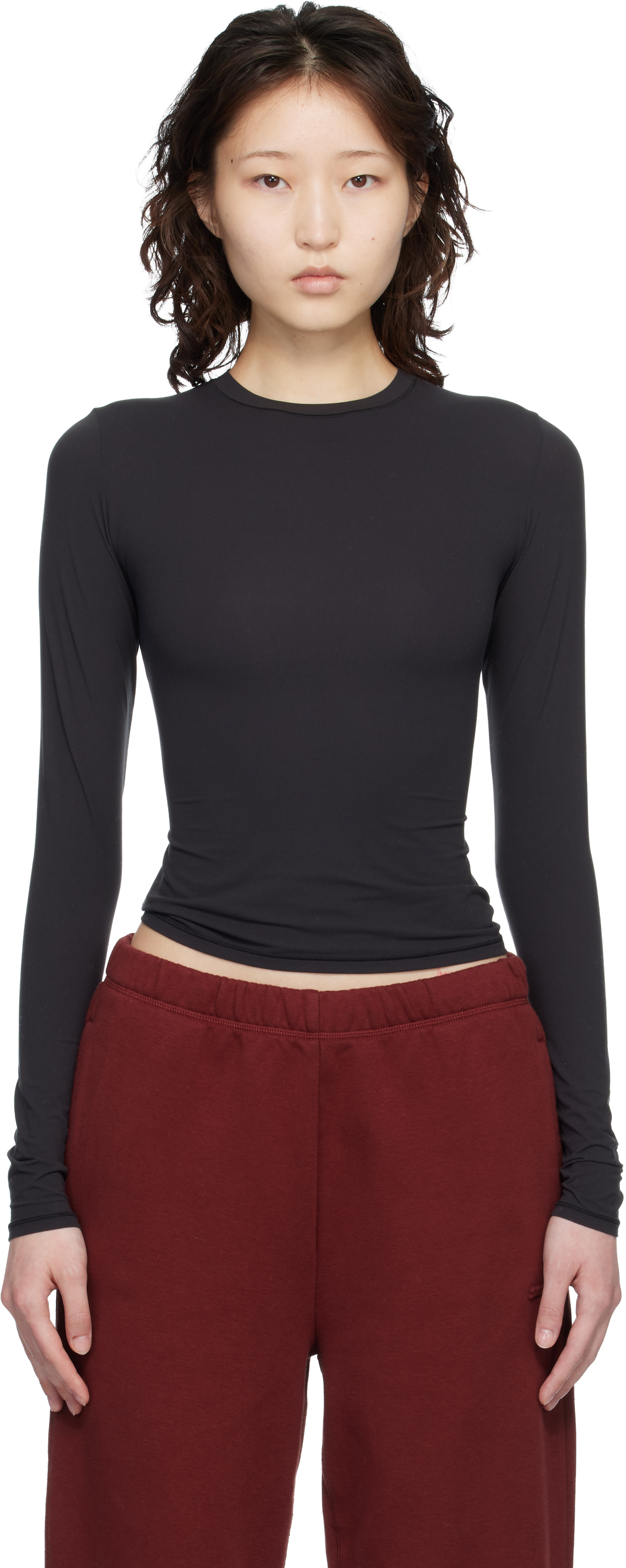 SKIMS: ブラック Fits Everybody 長袖Tシャツ | SSENSE 日本