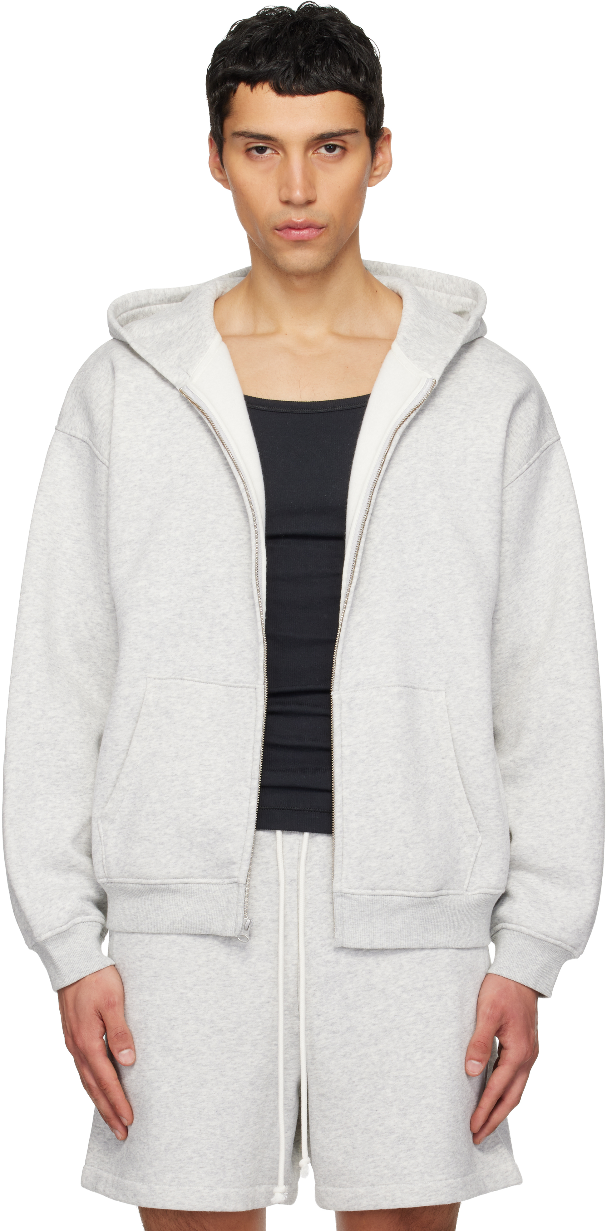 SKIMS: グレー Fleece Lounge リラックス ジップアップフーディ