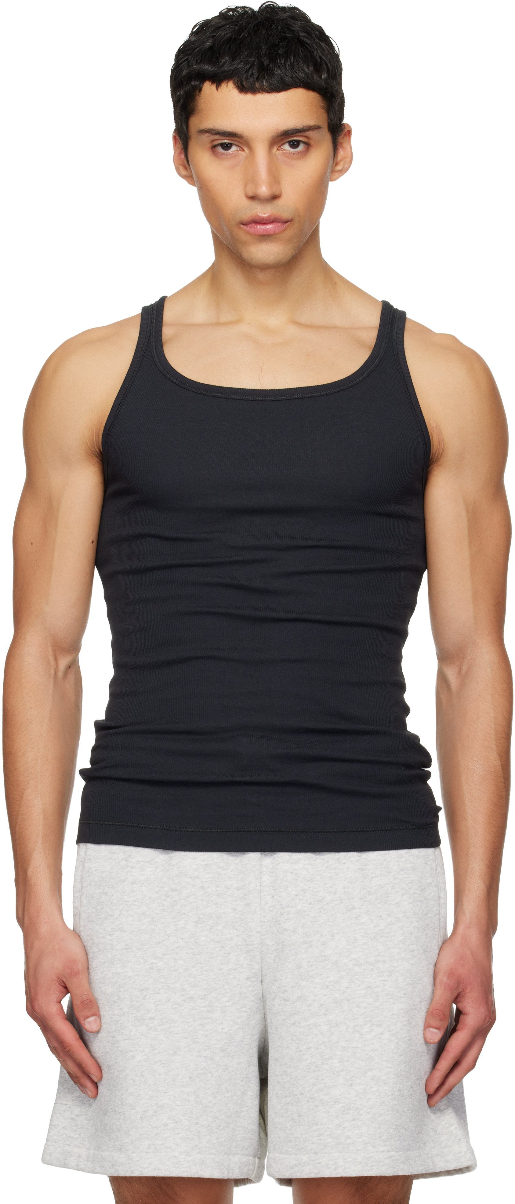 SKIMS: ブラック Skims Cotton Rib タンクトップ 3枚セット | SSENSE 日本