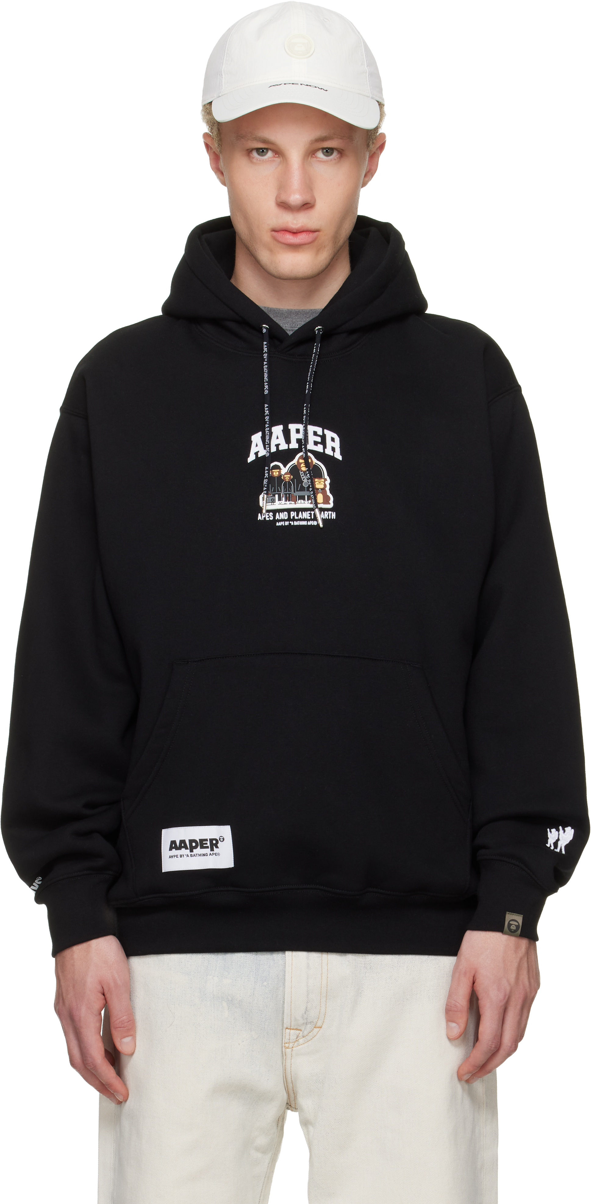 AAPE by A Bathing Ape: Black 'AAPER' Hoodie | SSENSE