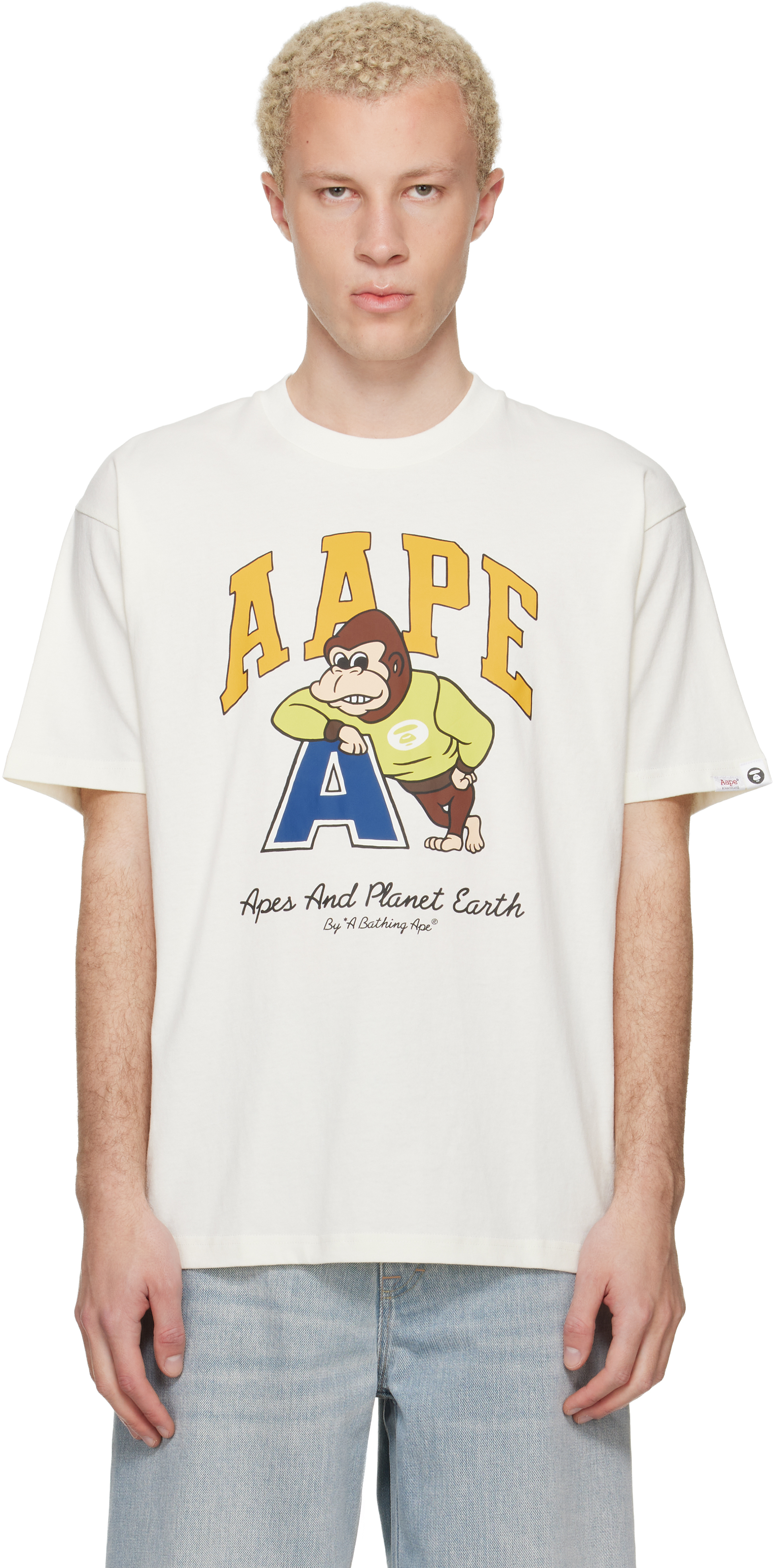 Off-White Graphic 'AAPE' T-shirt by AAPE by A Bathing Ape on Sale