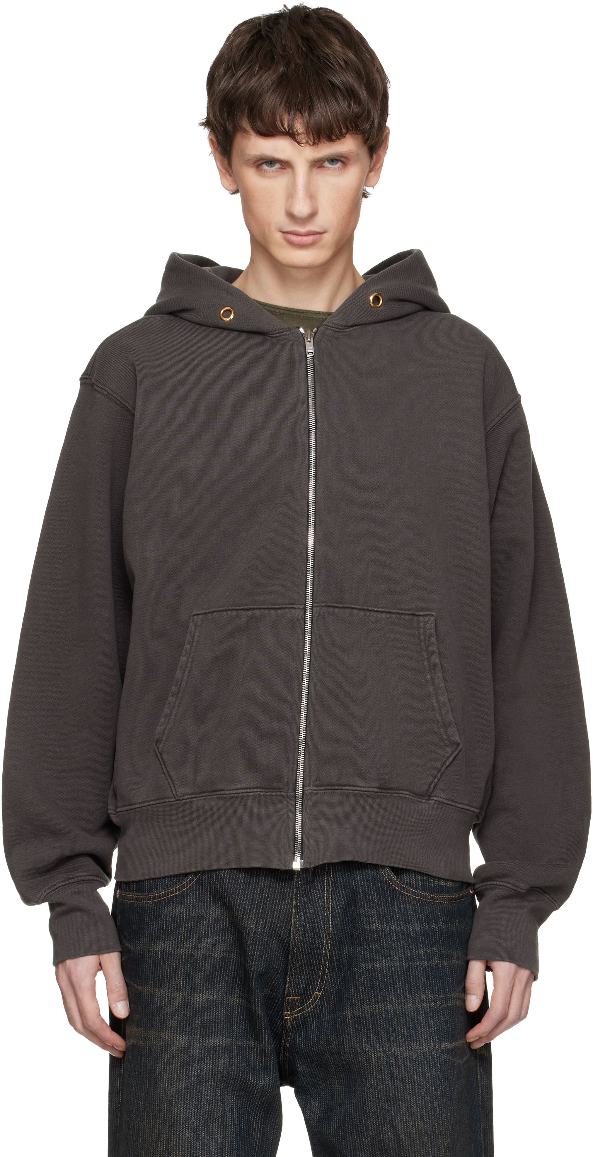 ＪＹです。LES TIEN グレー フルジップフーディ LES TIEN CROPPED HOODIE (CF-1001)（パーカー）｜LES TIEN（レス