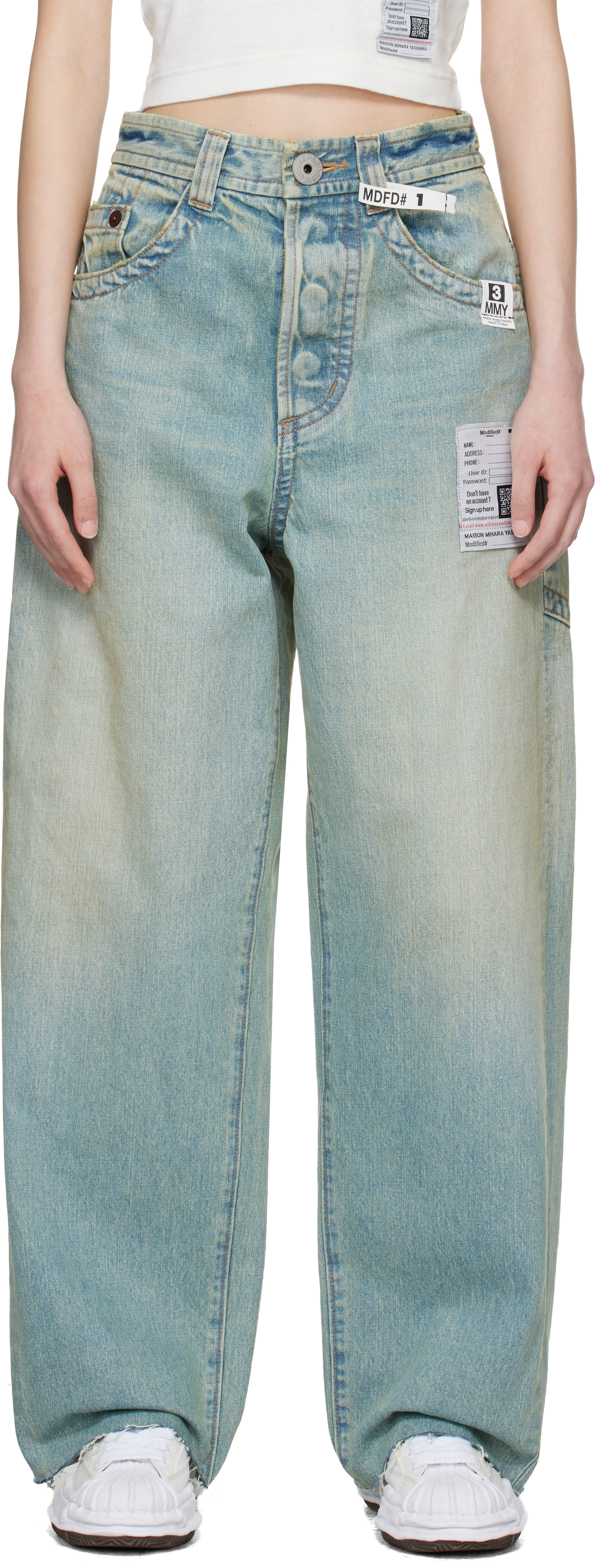 Maison MIHARA YASUHIRO: Blue Amateur Sewn Like Wide Jeans | SSENSE