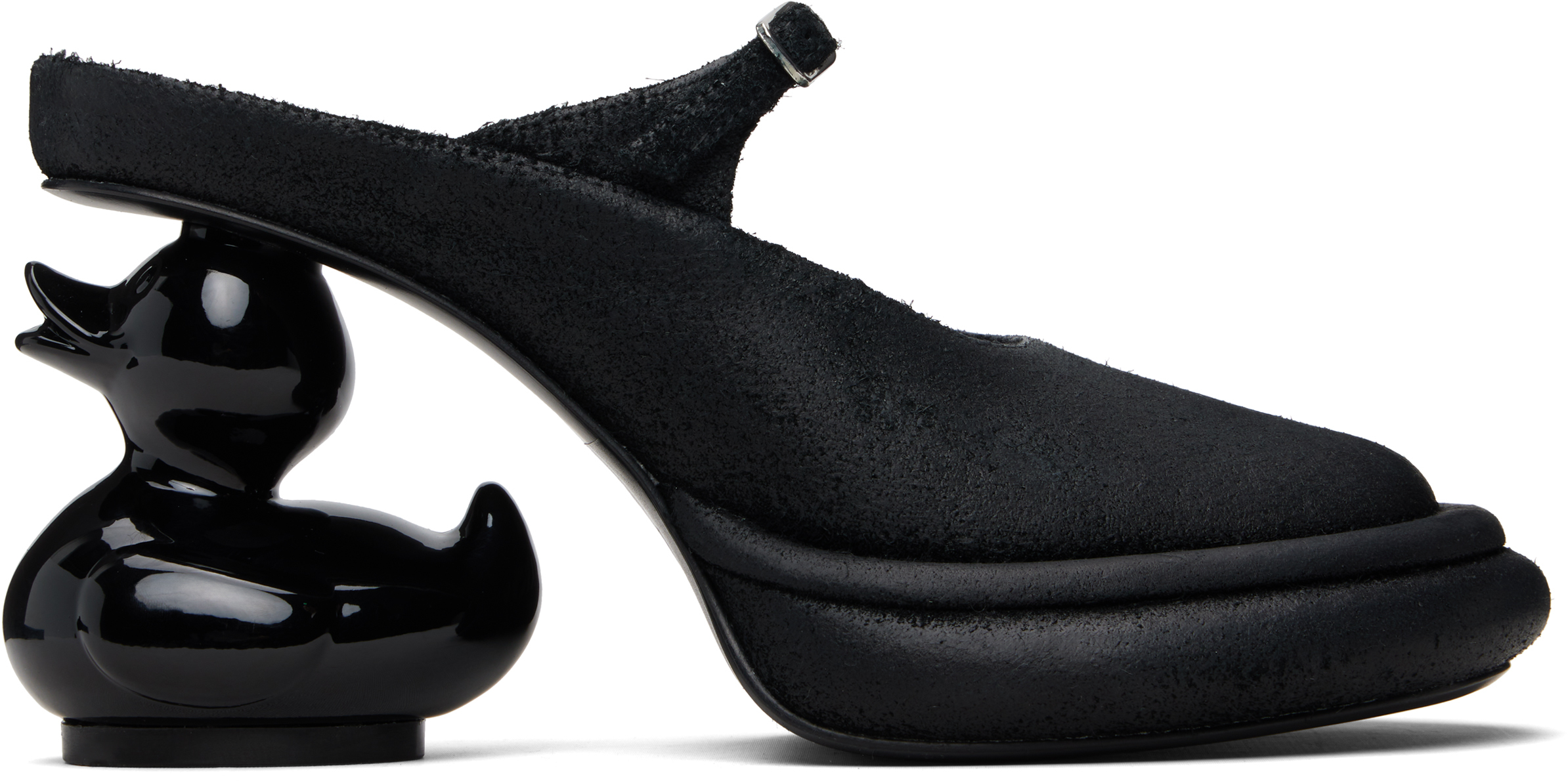 Maison Mihara Yasuhiro ブラックハイヒール Maison MIHARA YASUHIRO: ブラック Duck ヒール | SSENSE 日本