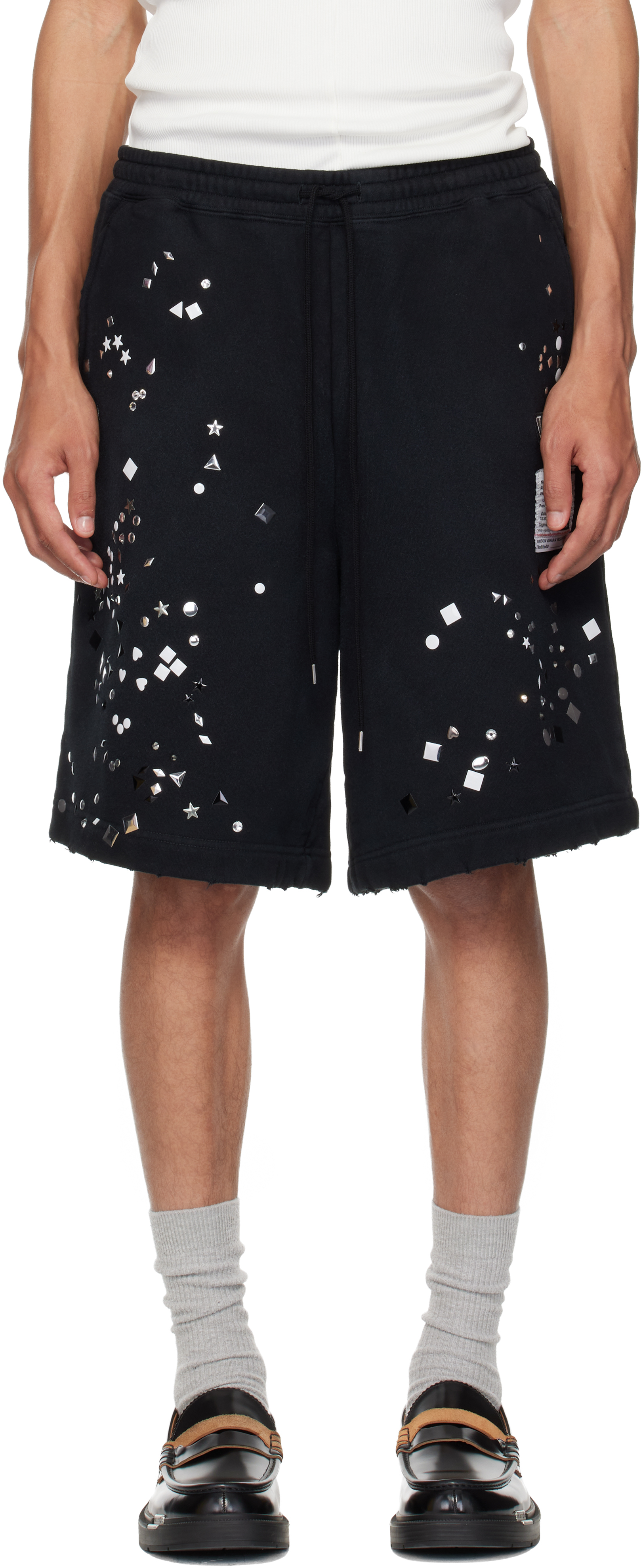 Maison MIHARA YASUHIRO Black Embellished Sweat Shorts