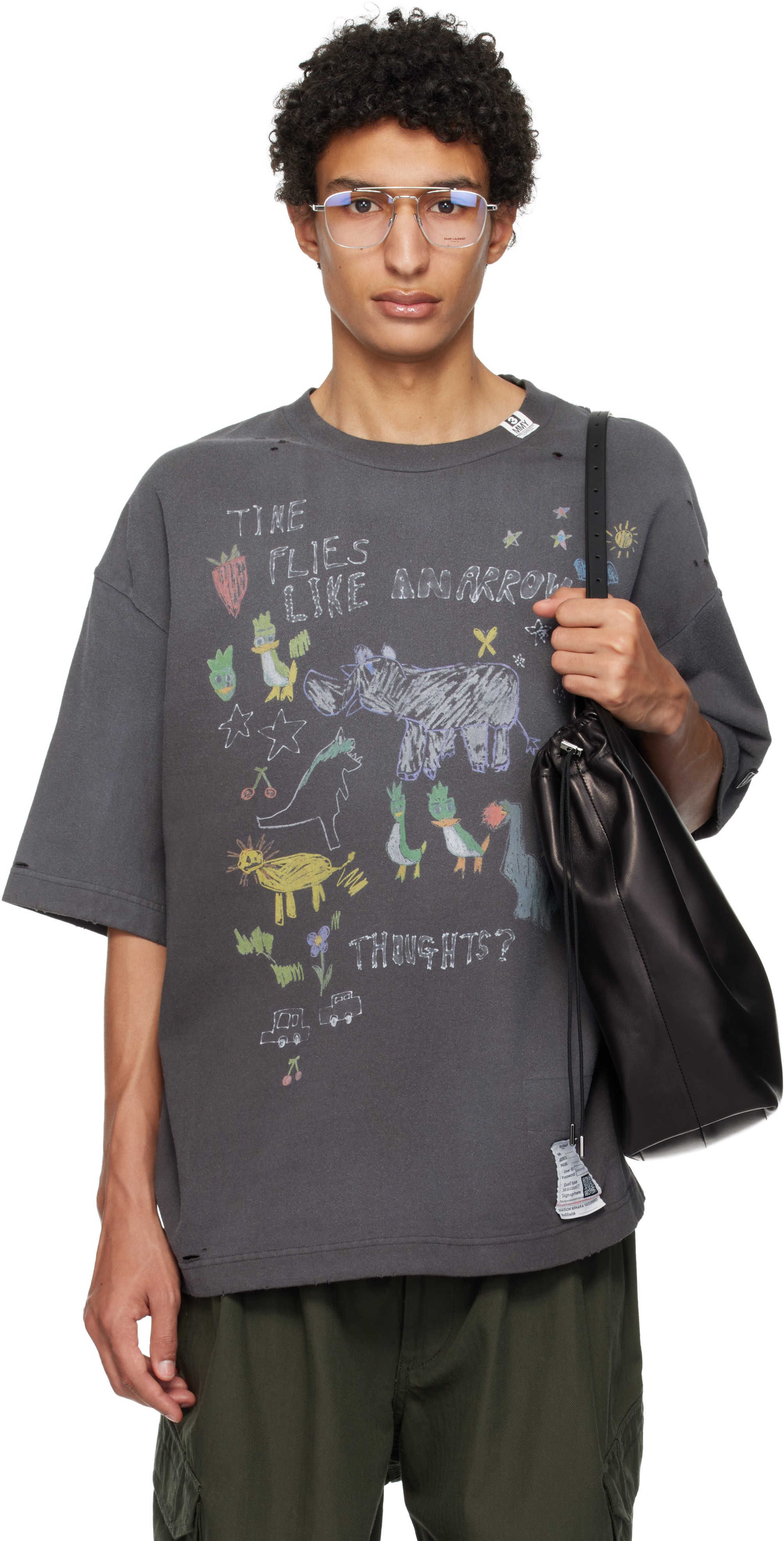 N*引様 House on the Hill S/S Tee ballet 80 Gray Kids Doodle Printed T-shirt by Maison MIHARA YASUHIRO on Sale