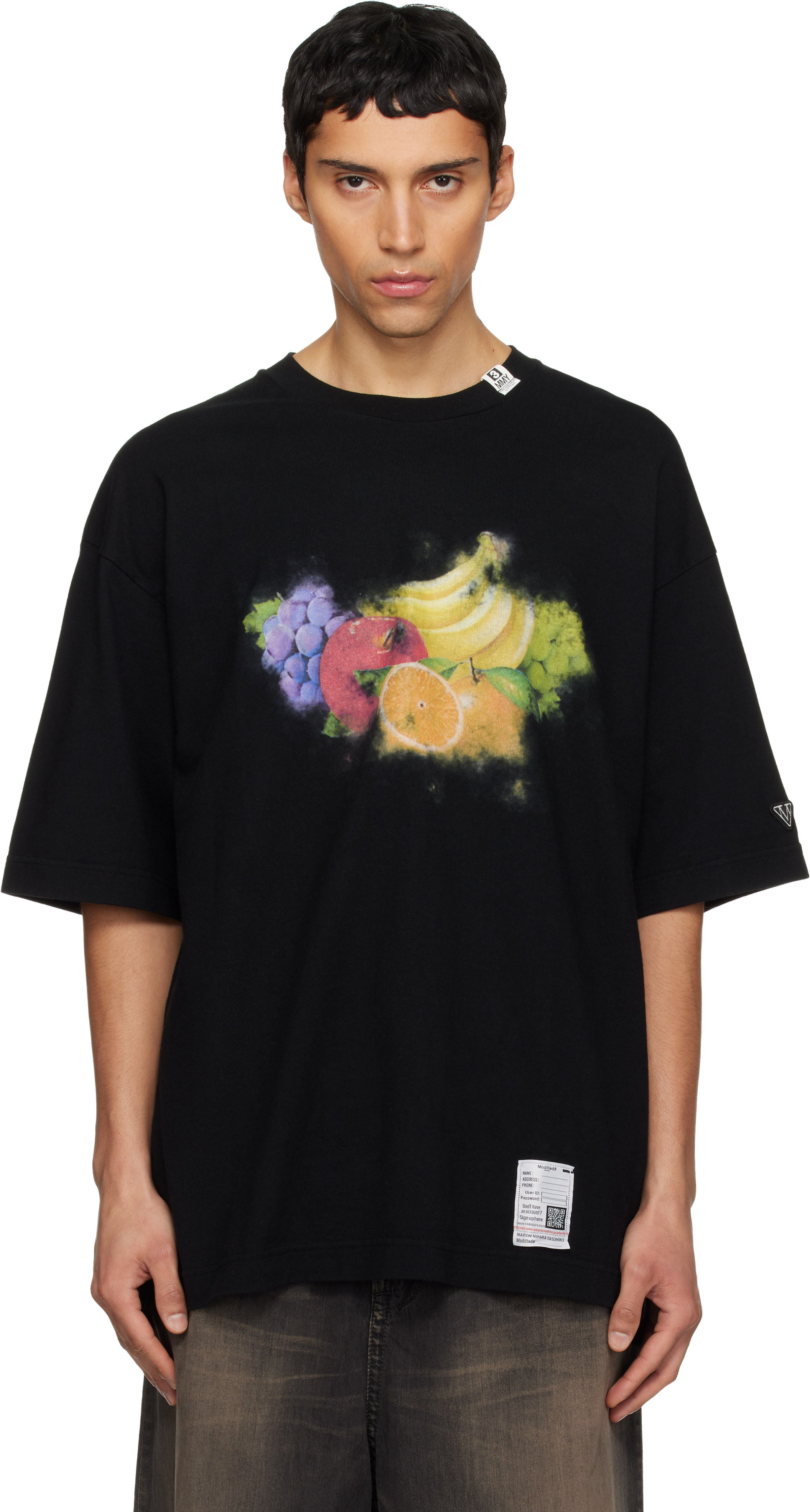 Maison MIHARA YASUHIRO: Black Fruit Printed T-shirt | SSENSE