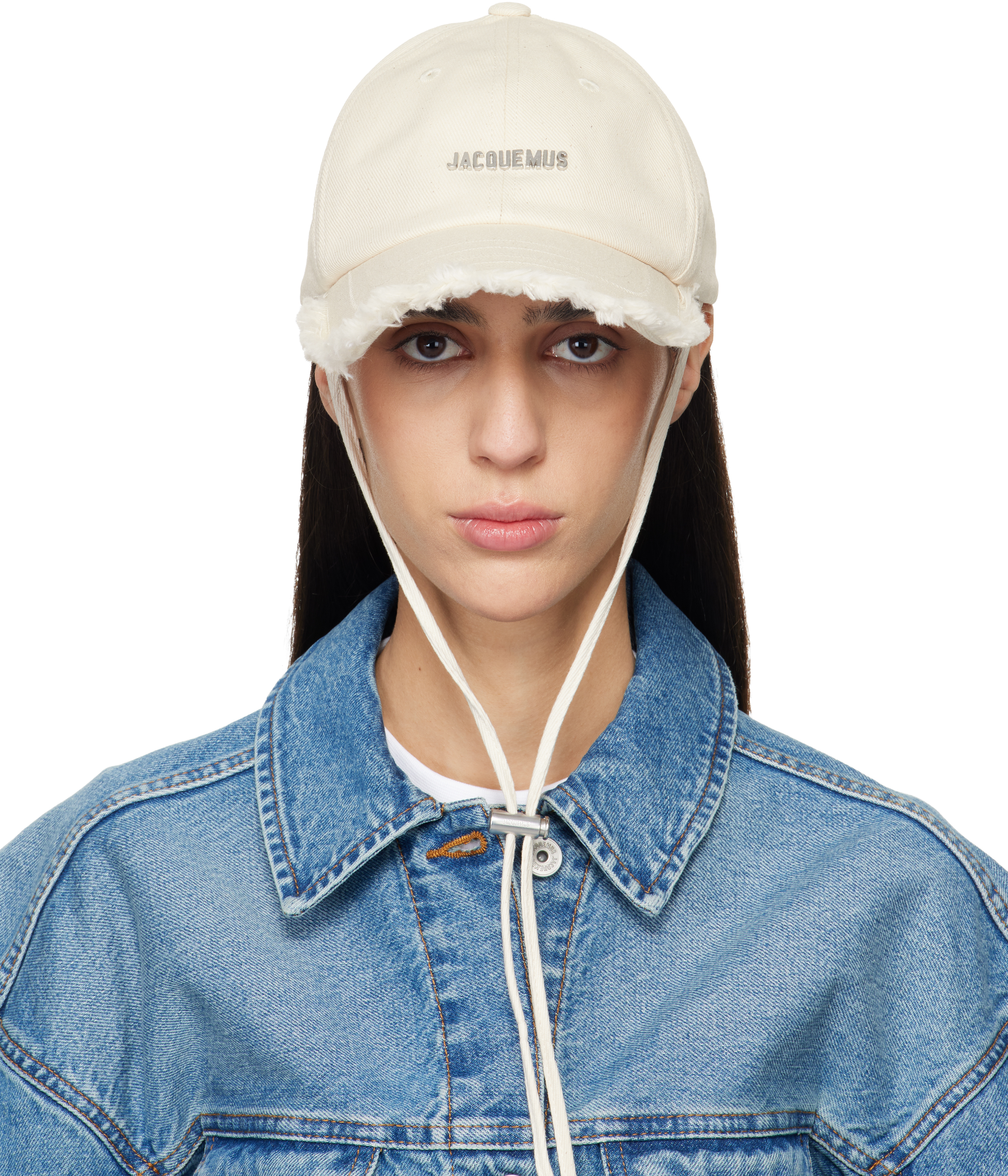 JACQUEMUS デニムフリンジキャップ JACQUEMUS: オフホワイト Les Classiques 'The Artichaut' デニム