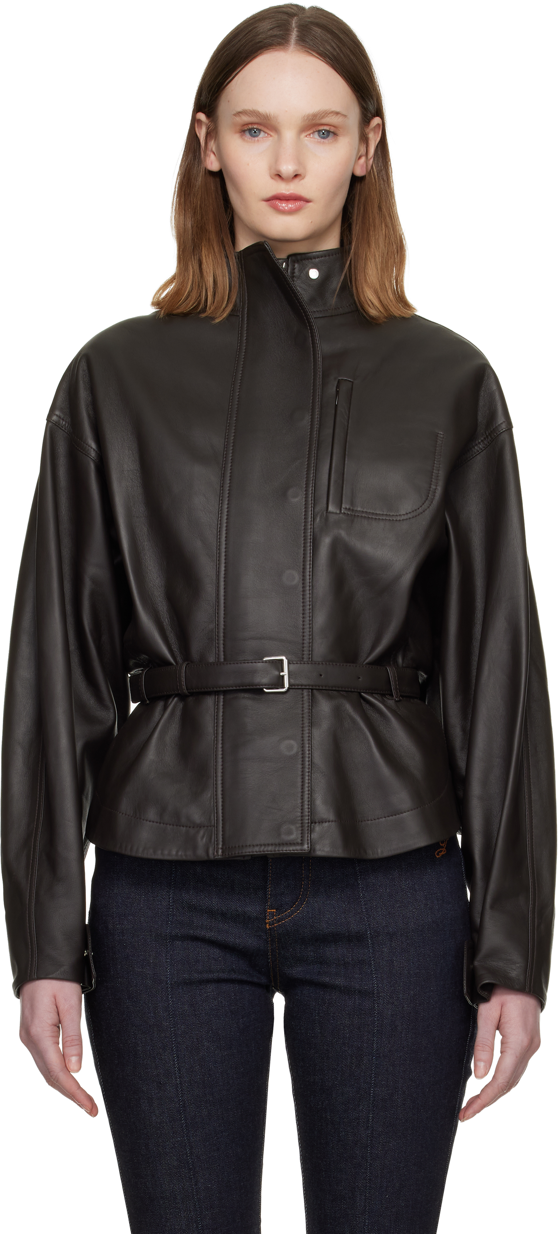 JACQUEMUS: Brown 'The Ciro' Leather Jacket | SSENSE