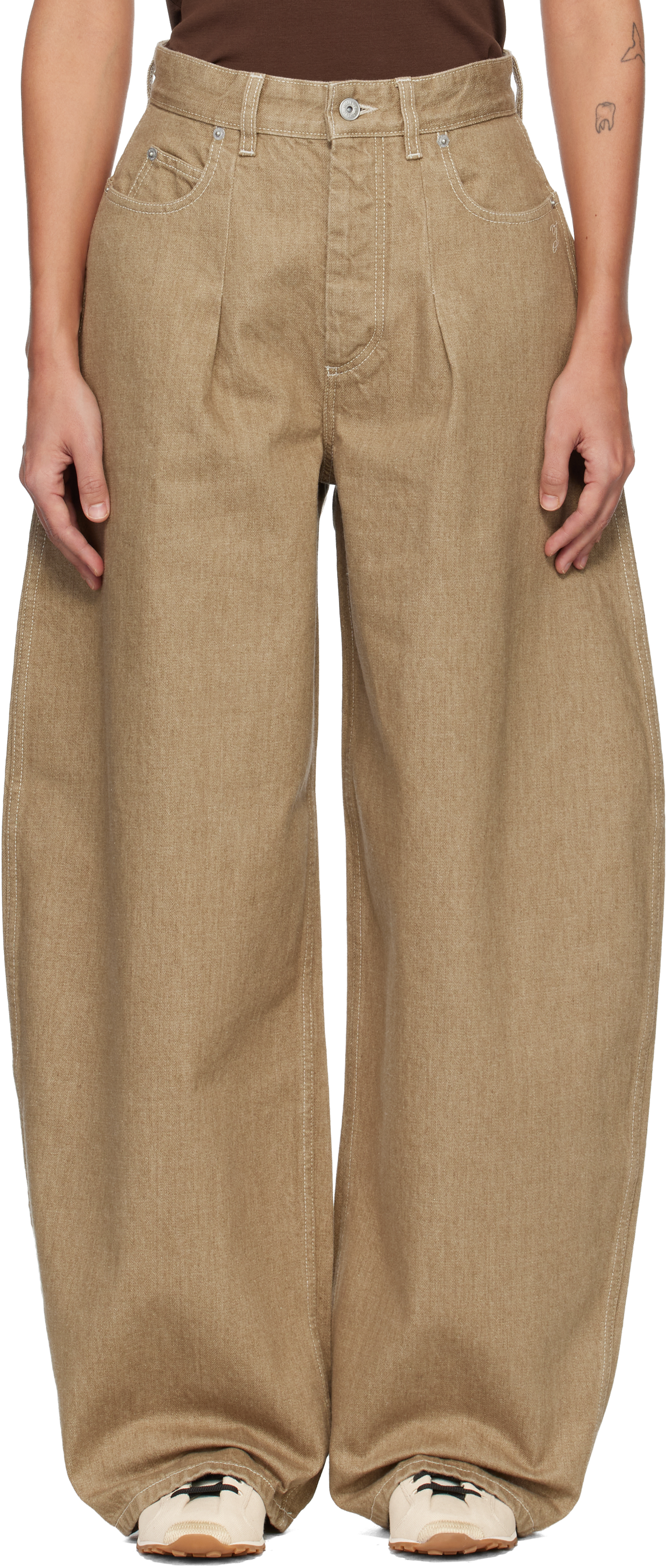 JACQUEMUS Beige 'The Ovalo de-Nîmes denim' Jeans
