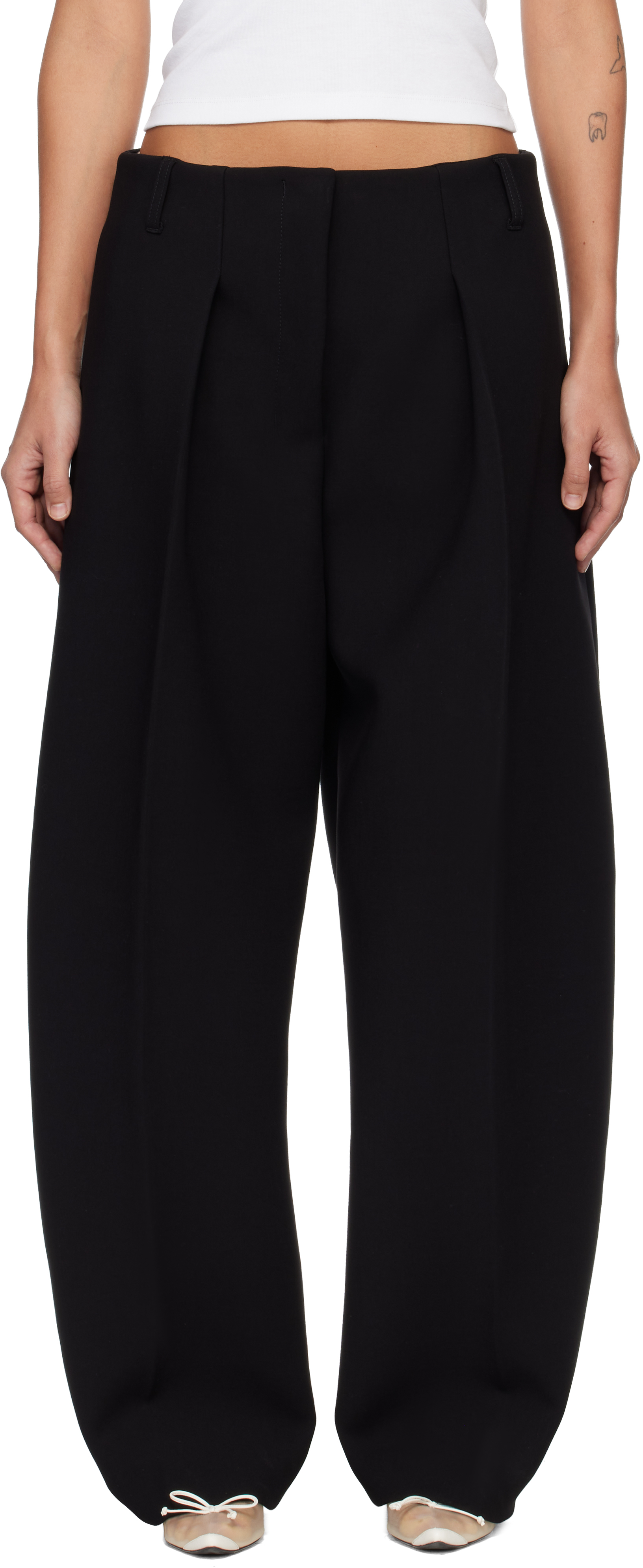 JACQUEMUS: Black 'The Ovalo' Trousers | SSENSE