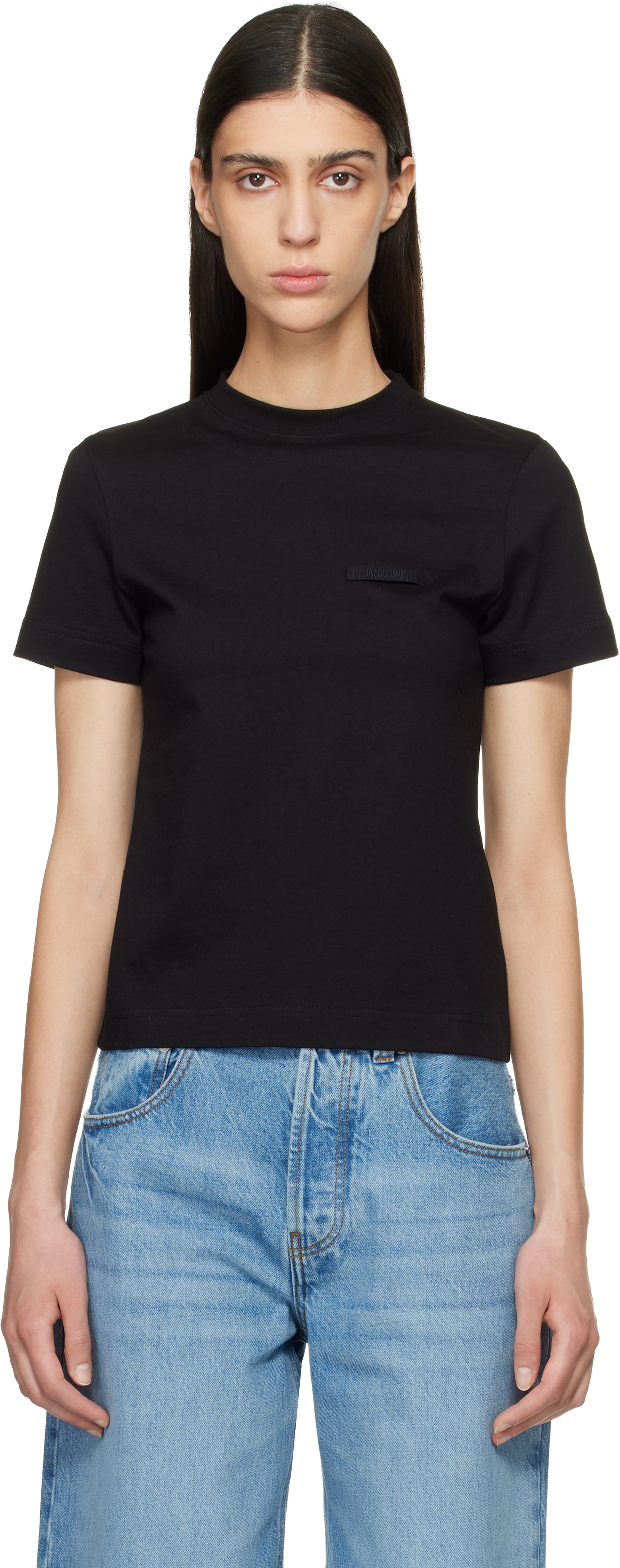 JACQUEMUS: ブラック 'The Gros Grain short-sleeve' Tシャツ | SSENSE