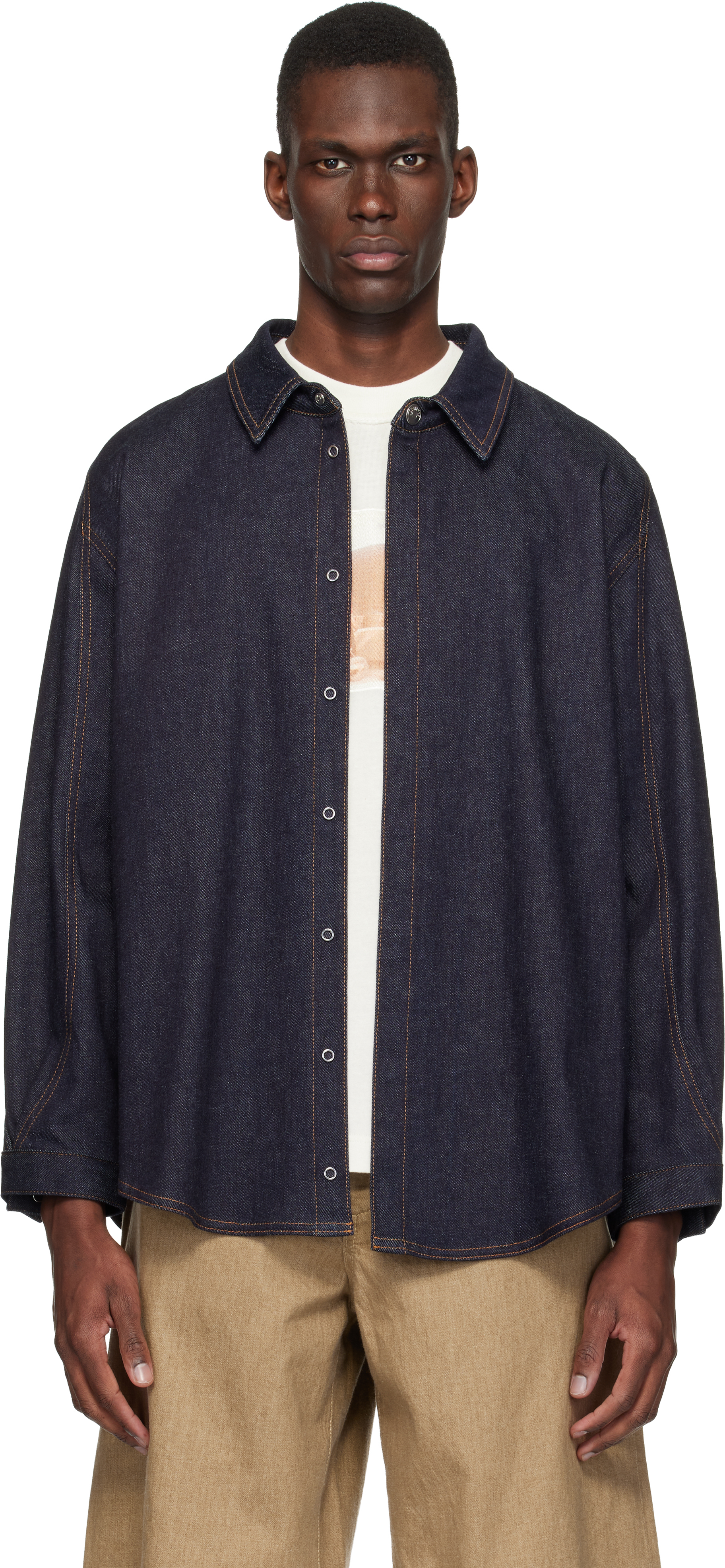 JACQUEMUS: ネイビー 'The Amelo de-Nîmes' デニムシャツ | SSENSE 日本