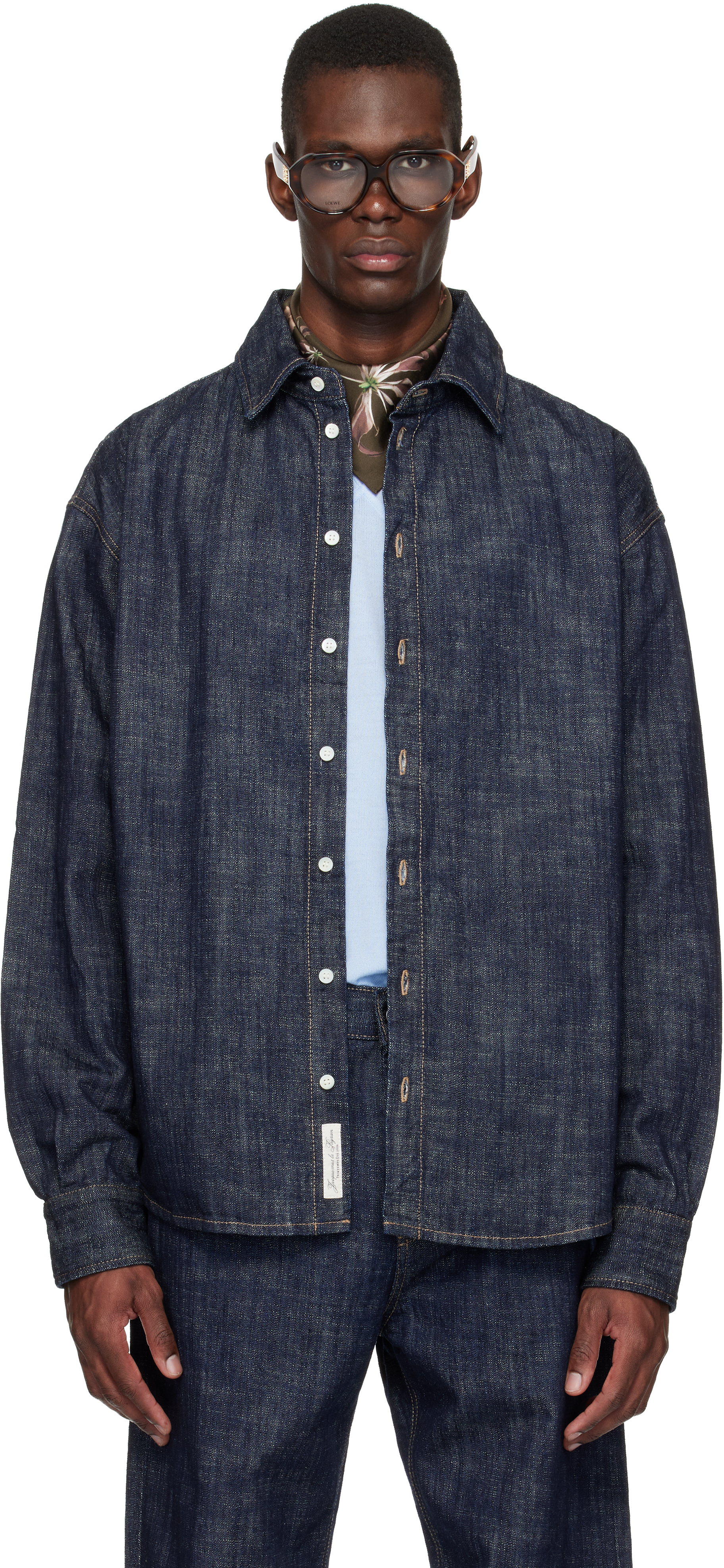 Cygne◆シーニュdamien／navy サテンブルゾン JACQUEMUS: Navy 'The Simon de-Nîmes denim' Shirt | SSENSE