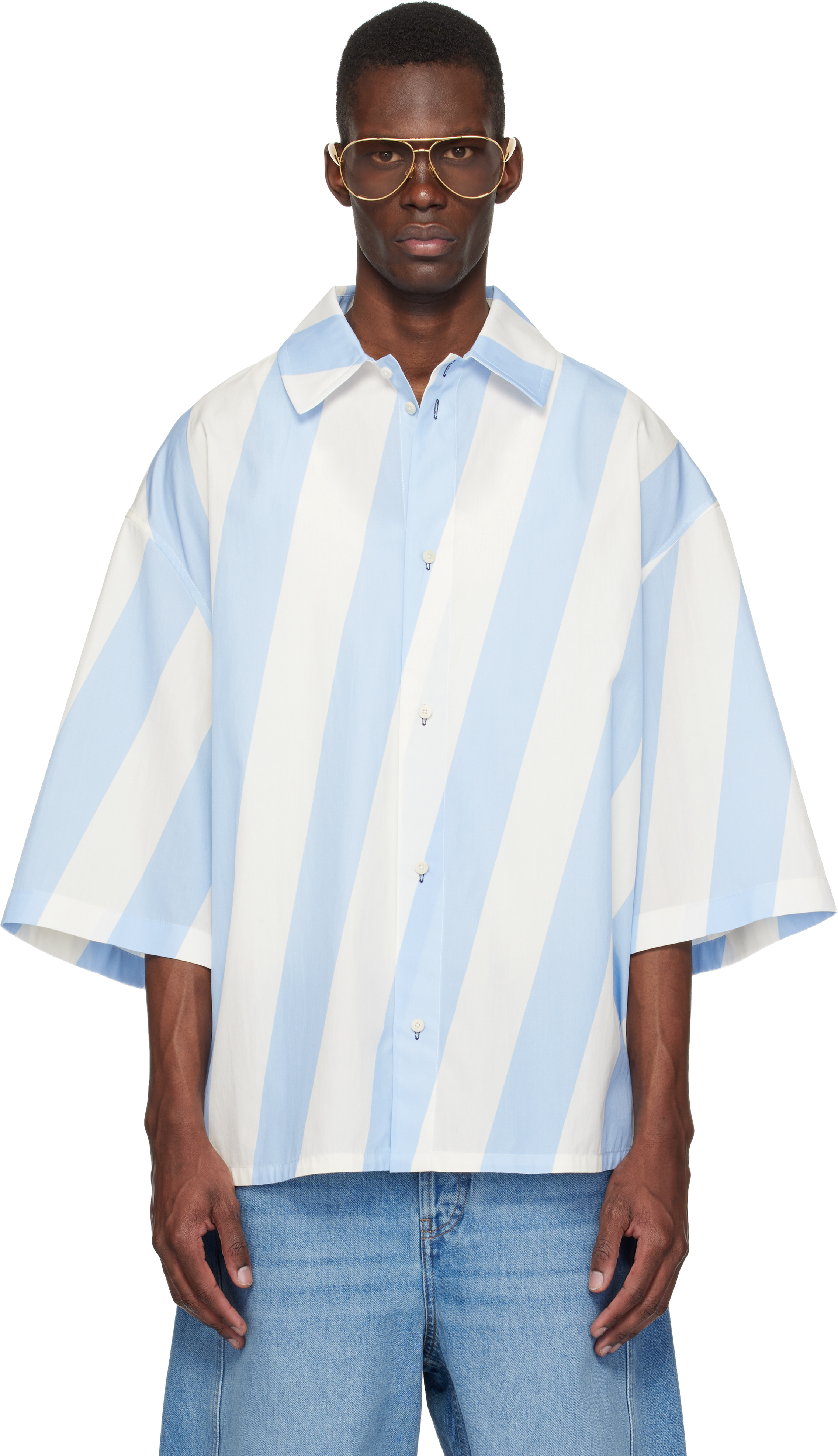 JACQUEMUS Blue & Off-White 'The Triangle' Shirt