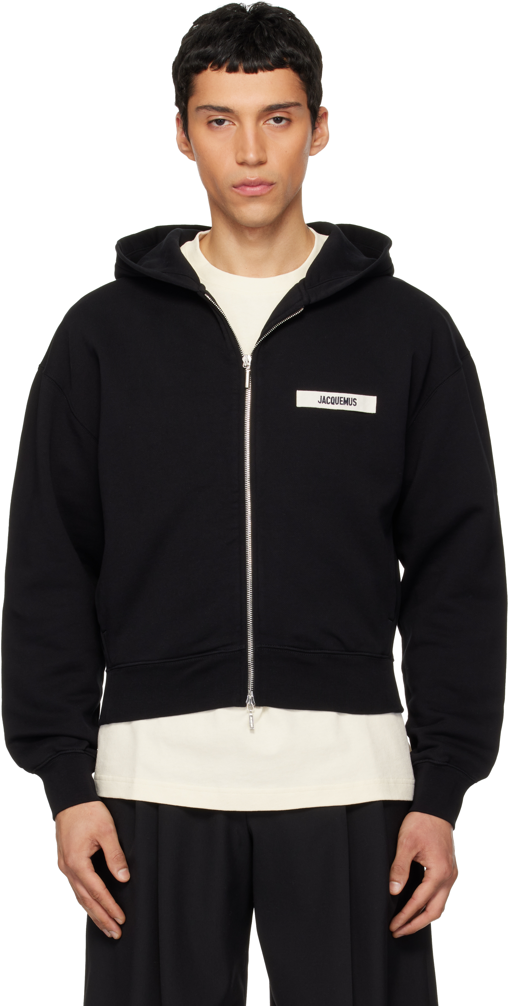 JACQUEMUS: Black La Casa 'The Gros Grain zipped' Hoodie | SSENSE