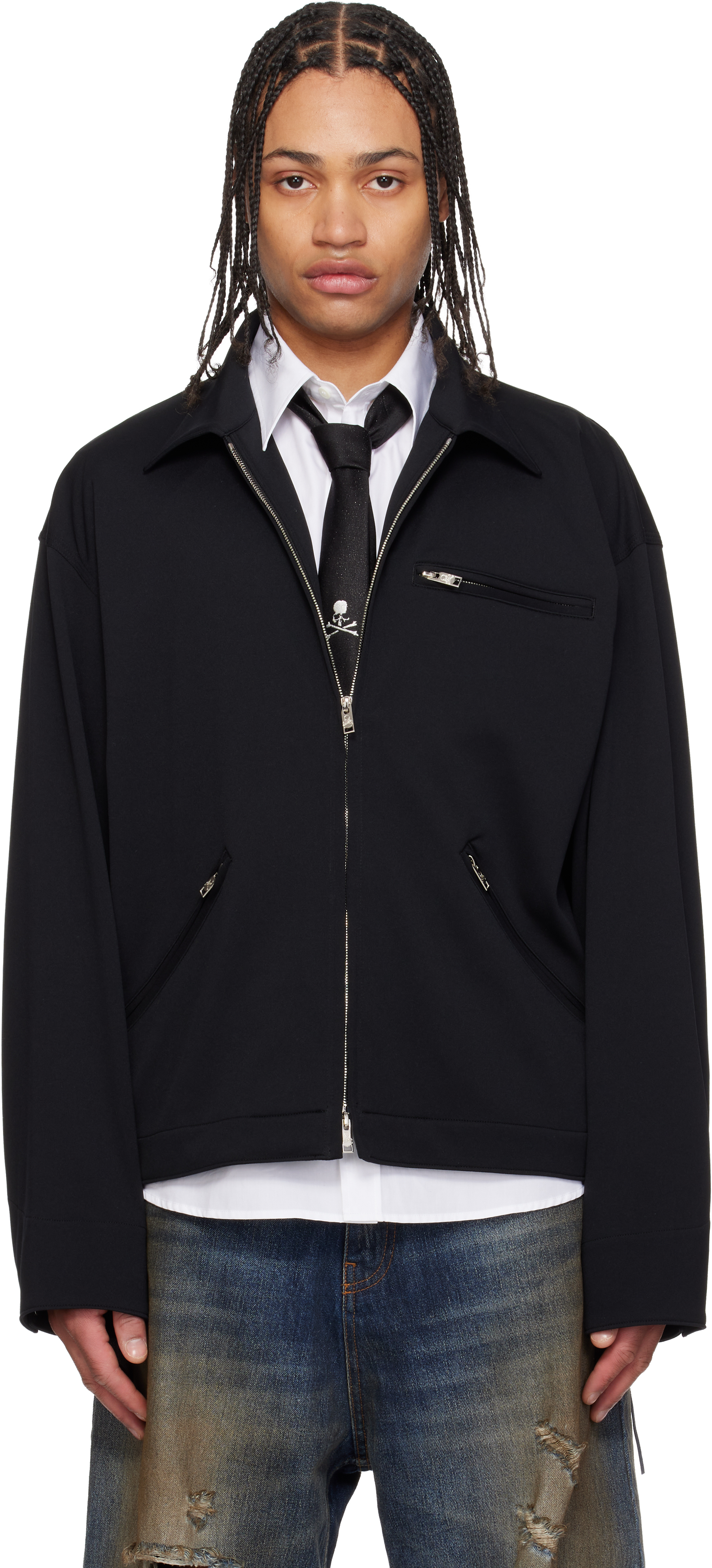 mastermind JAPAN Black Jersey Detroit Jacket