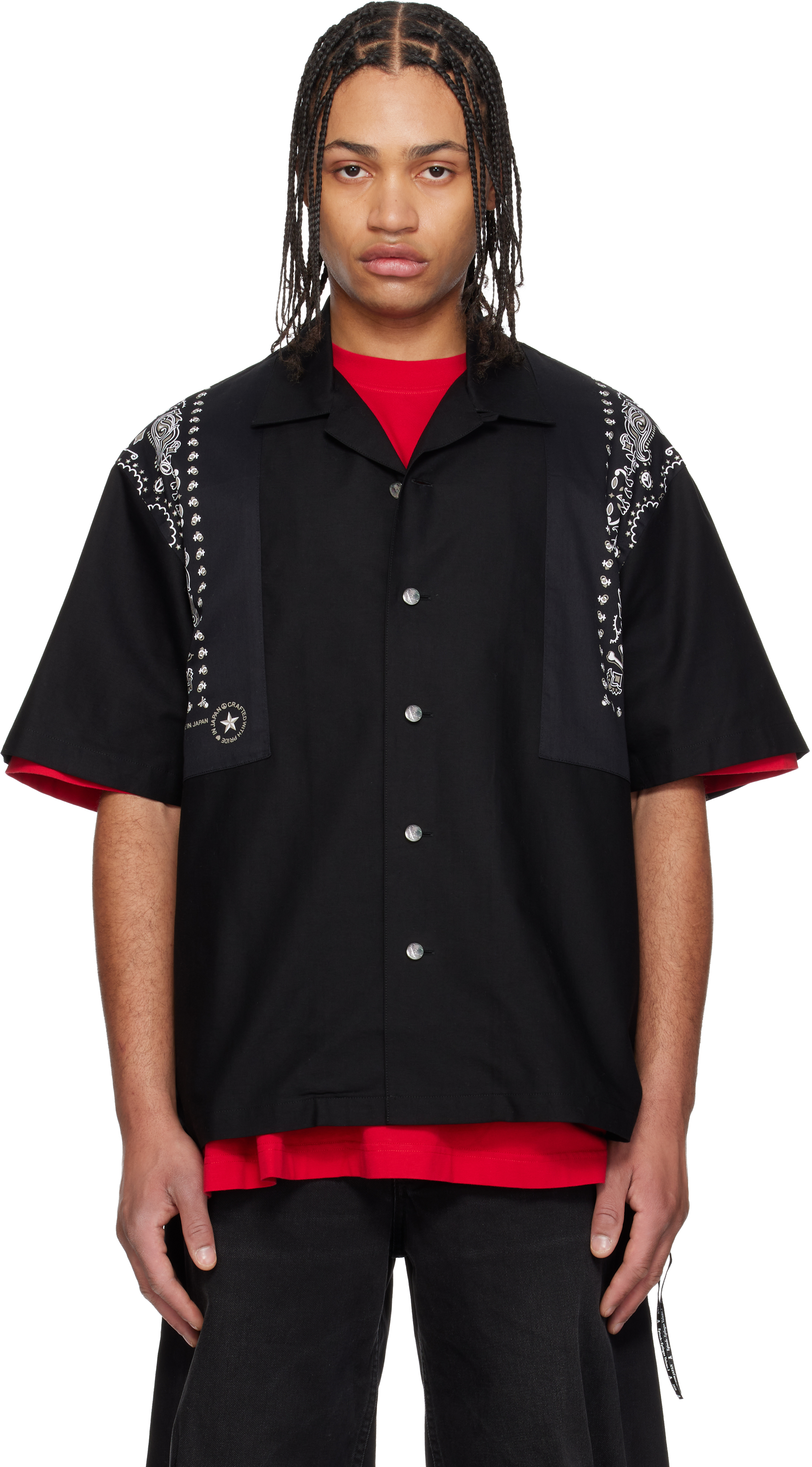 mastermind JAPAN Black Bandana Short Sleeve Shirt