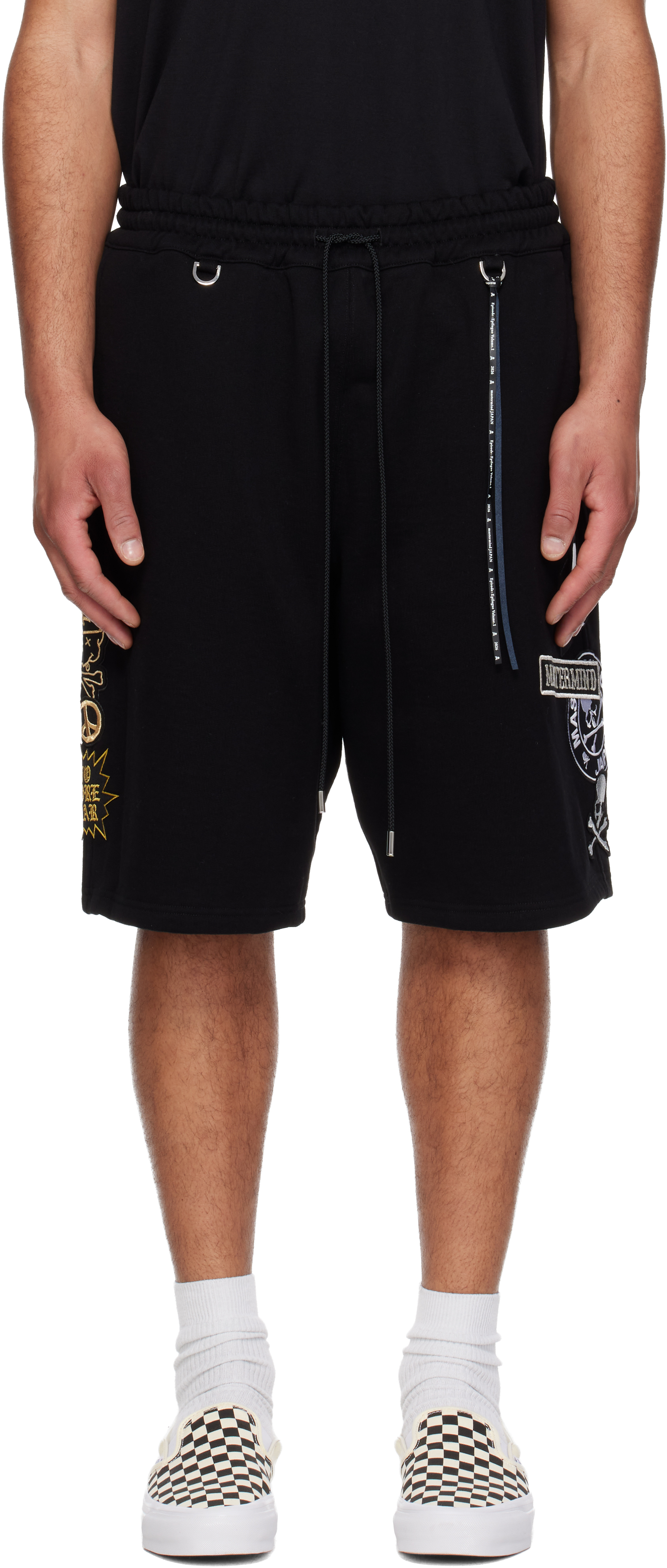 mastermind JAPAN Black Multi Patched Shorts