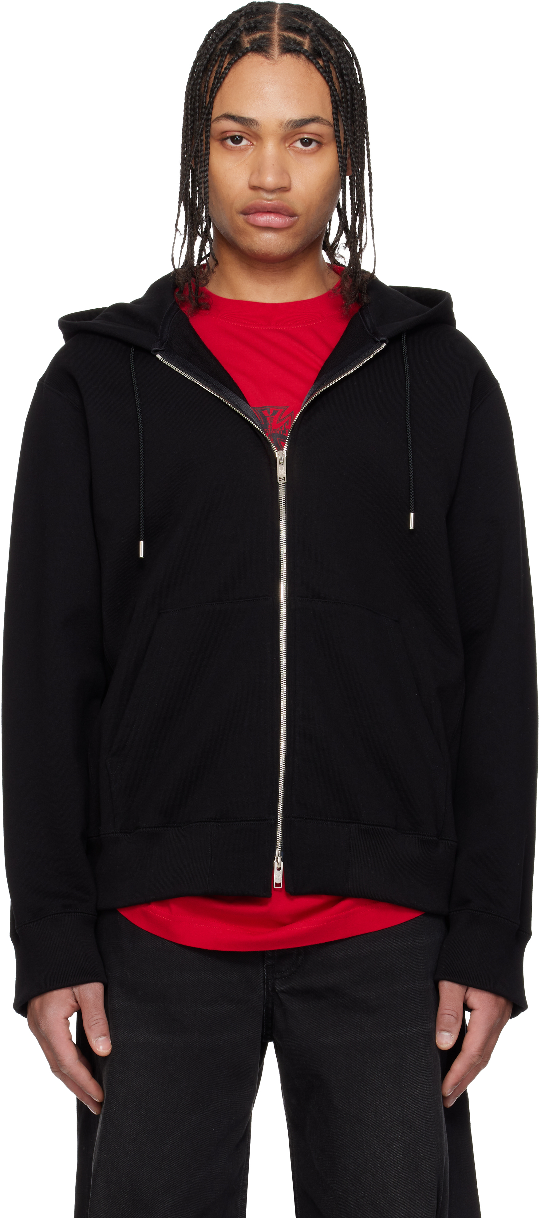 mastermind JAPAN Black OG Embroidery-Ish Zip-Up Hoodie