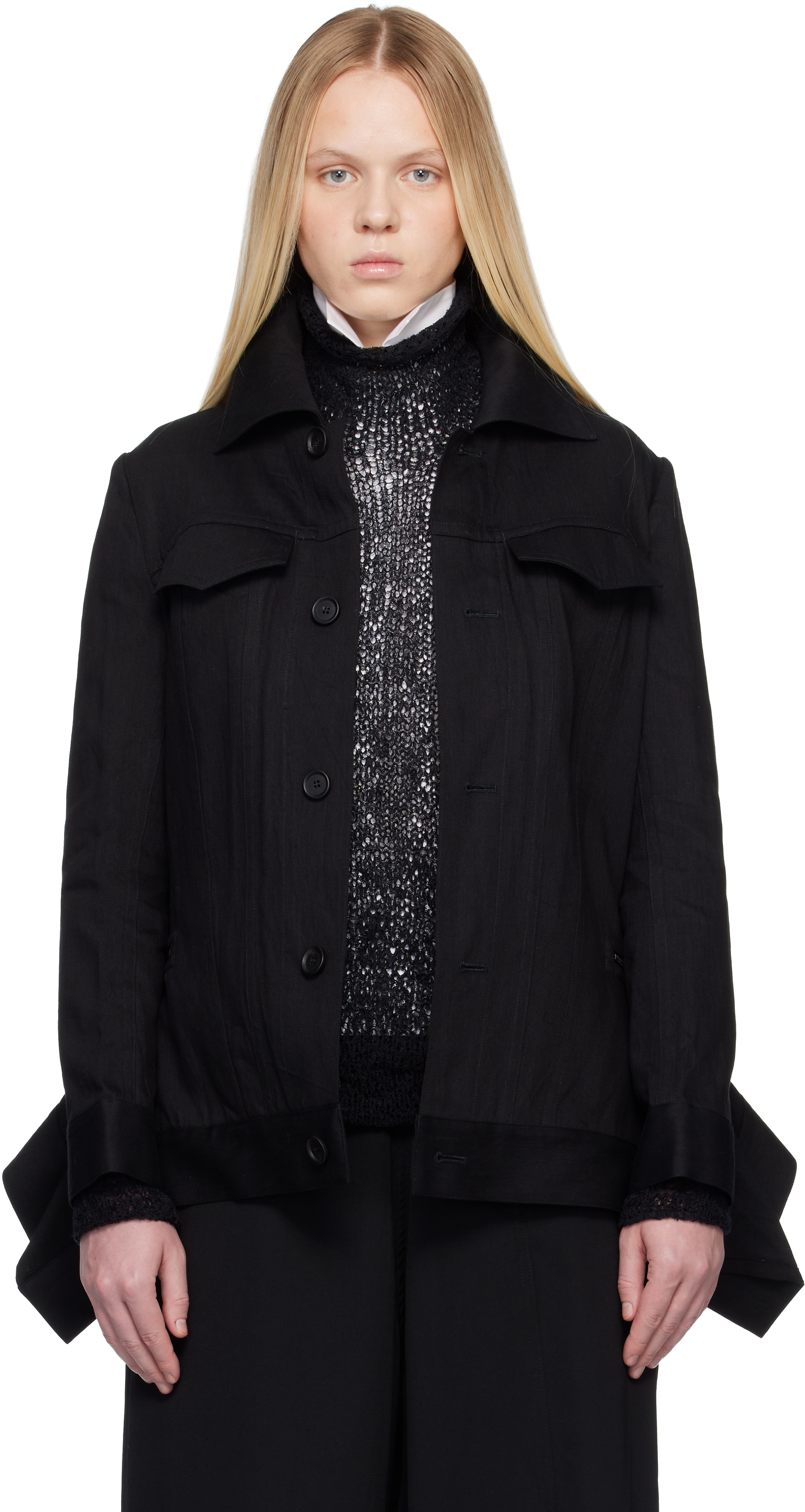 ジャケット・アウター Yohji YOHJI YAMAMOTO: Black Side Zip Denim Jacket | SSENSE