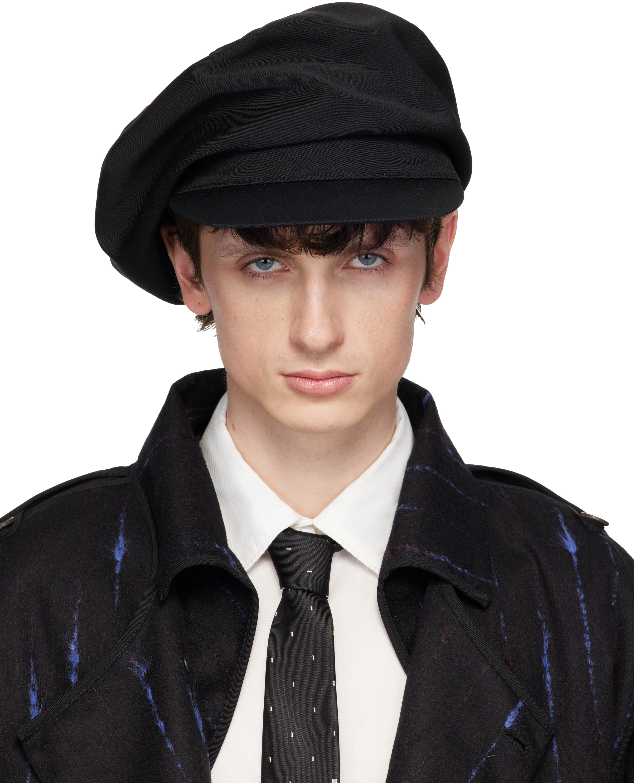 YOHJI YAMAMOTO: ブラック Gabardine Darts Casquette キャップ