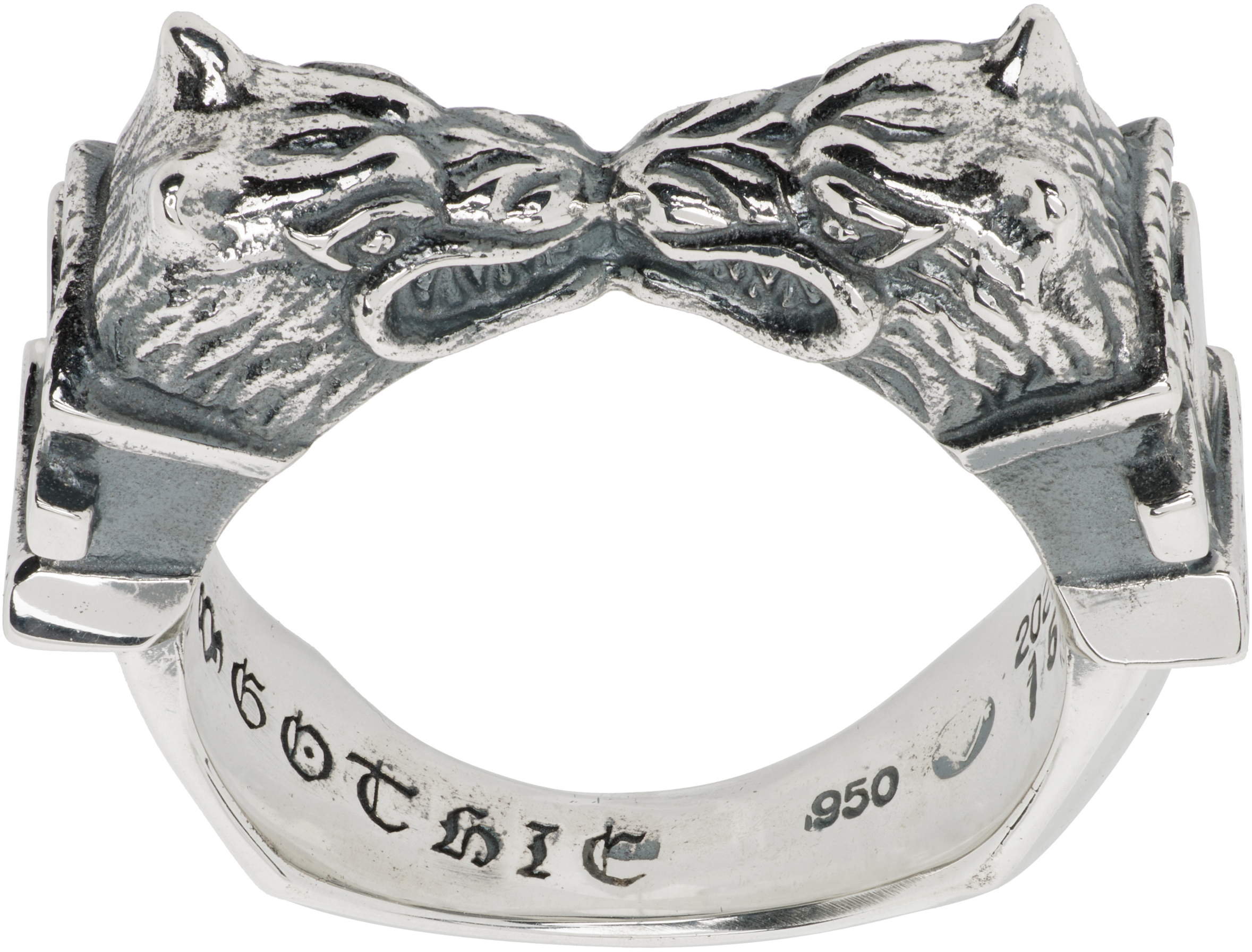 YOHJI YAMAMOTO: Twin Wolf Dagger Ring | SSENSE YOHJI YAMAMOTO: Twin Wolf Dagger Ring | SSENSE